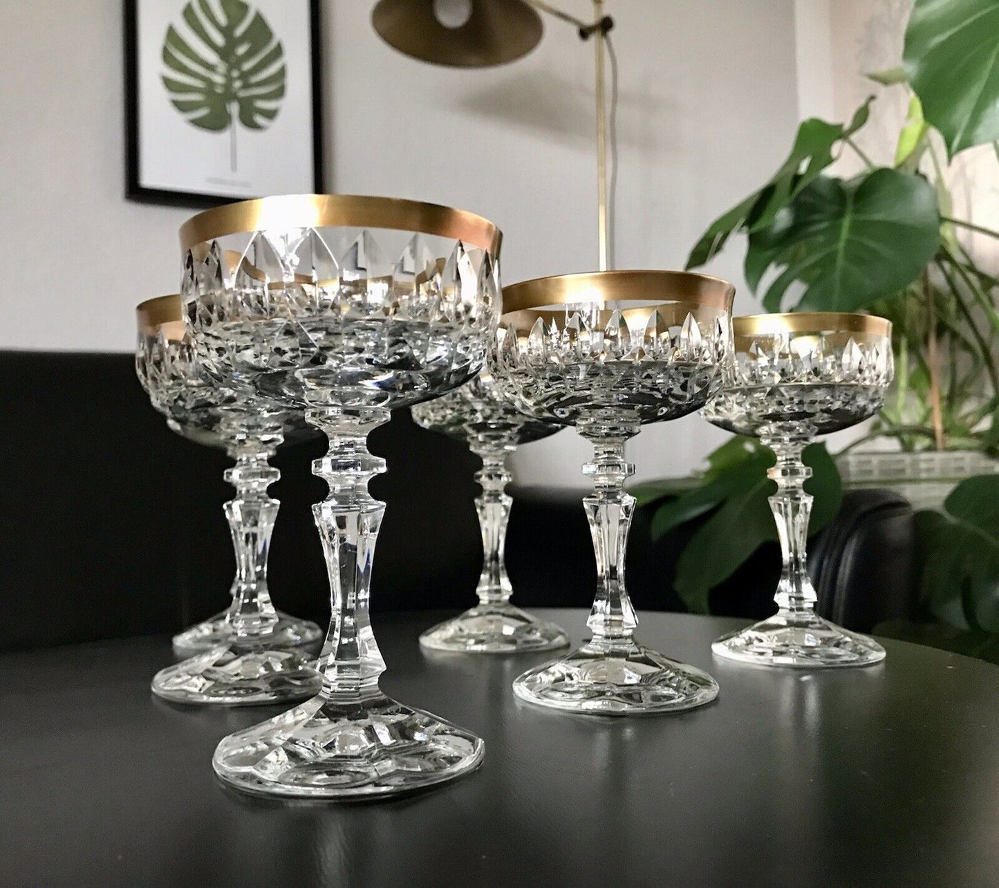 Vintage 12 EDEL Likörschalen Gläser Kristallglas Likörgläser Goldrand