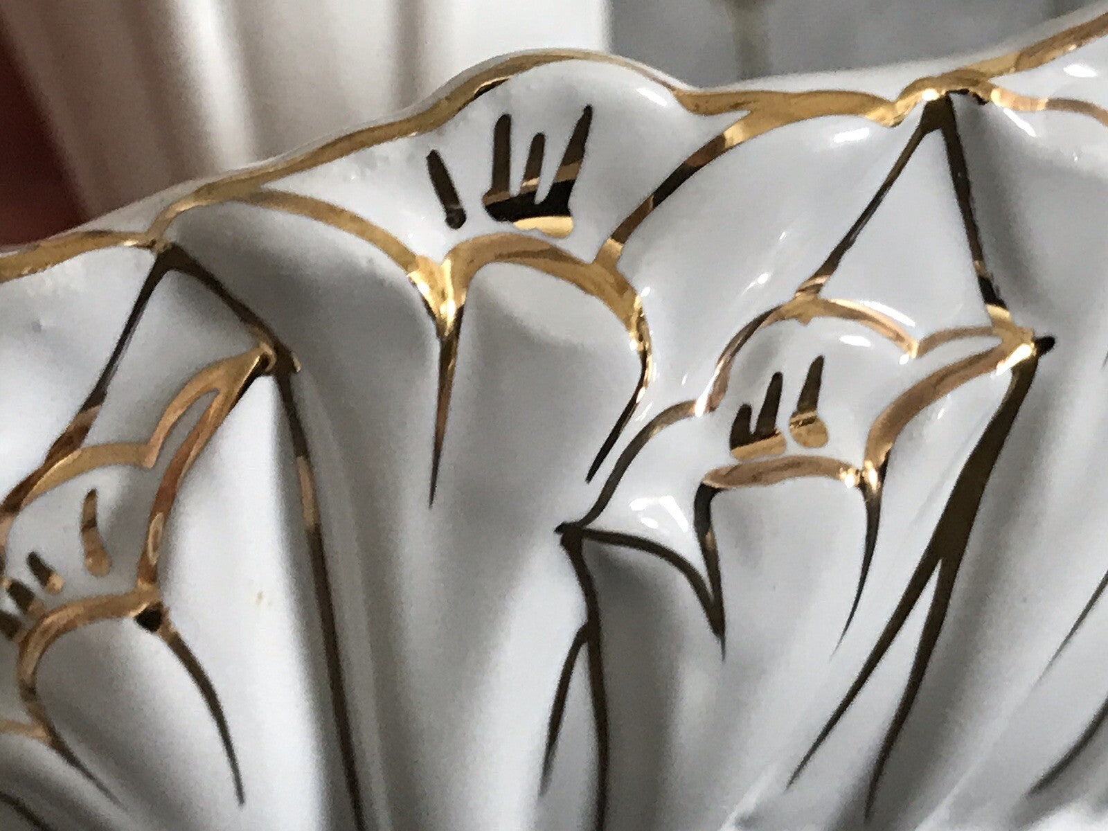 Antik reines Jugendstil Porzellan Kammerleuchter Leuchter weiß gold Libelle