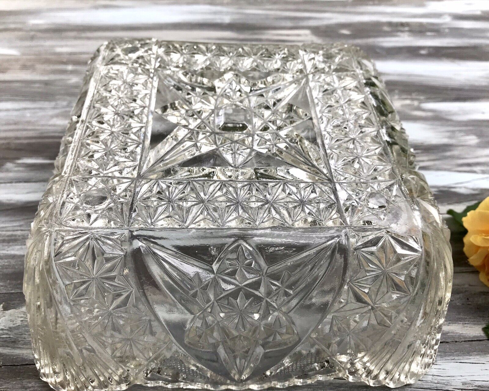 Antik Jugendstil Brockwitz 1915 Pressglas Schale viereckig Zürich Glas So Schön!