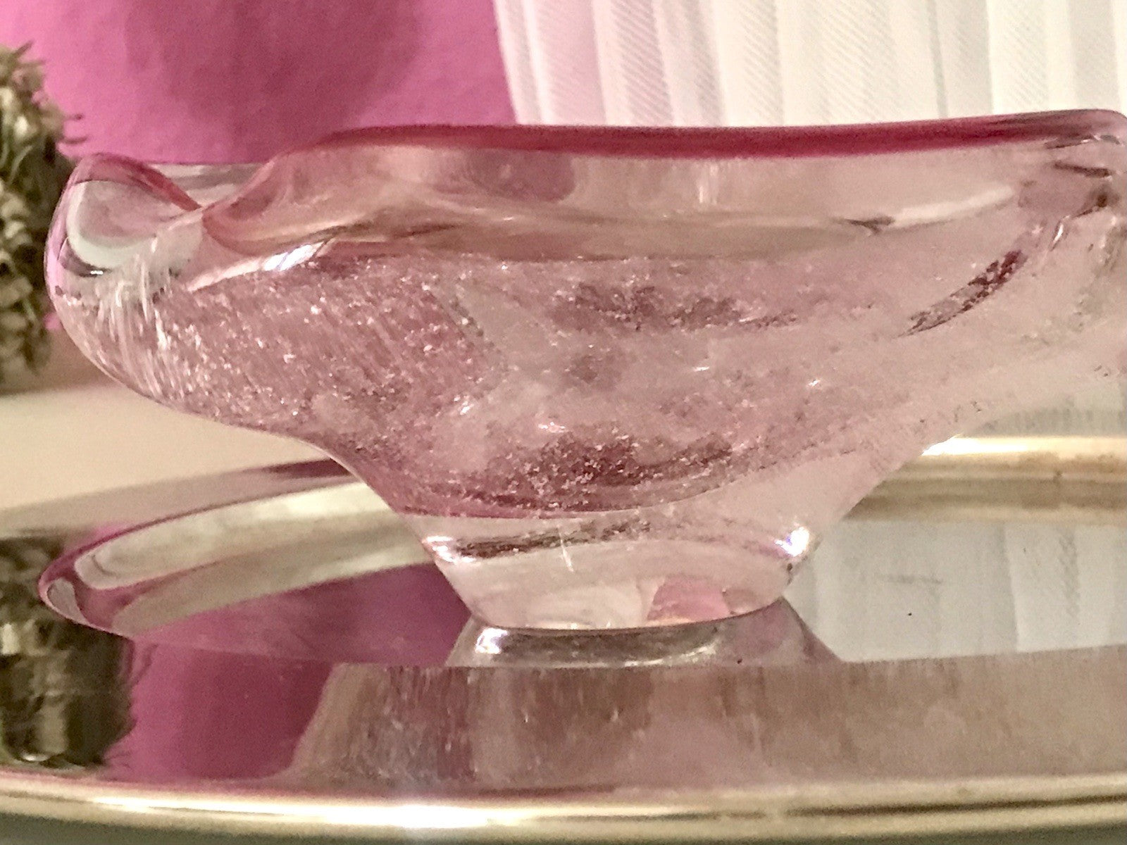 Murano 60er 70er Jahre Schale Glas rosa rot So Schön! Schaum Luftblasen