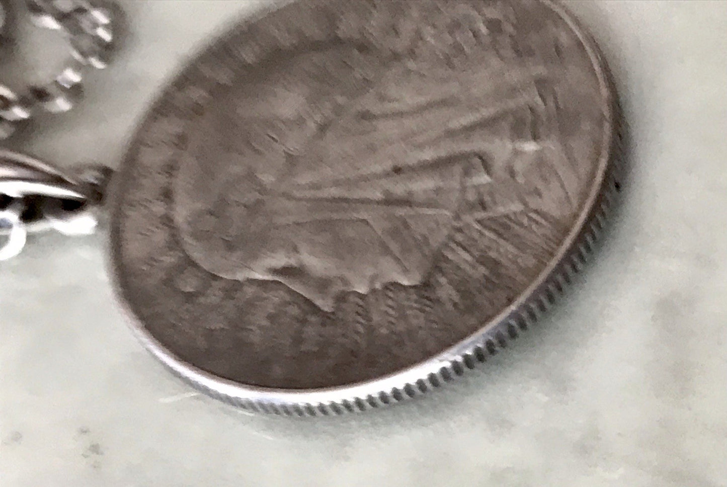 Antik Halskette Münze Jadwiga Polen 1933 Anhänger Kettenanhänger Silber 835