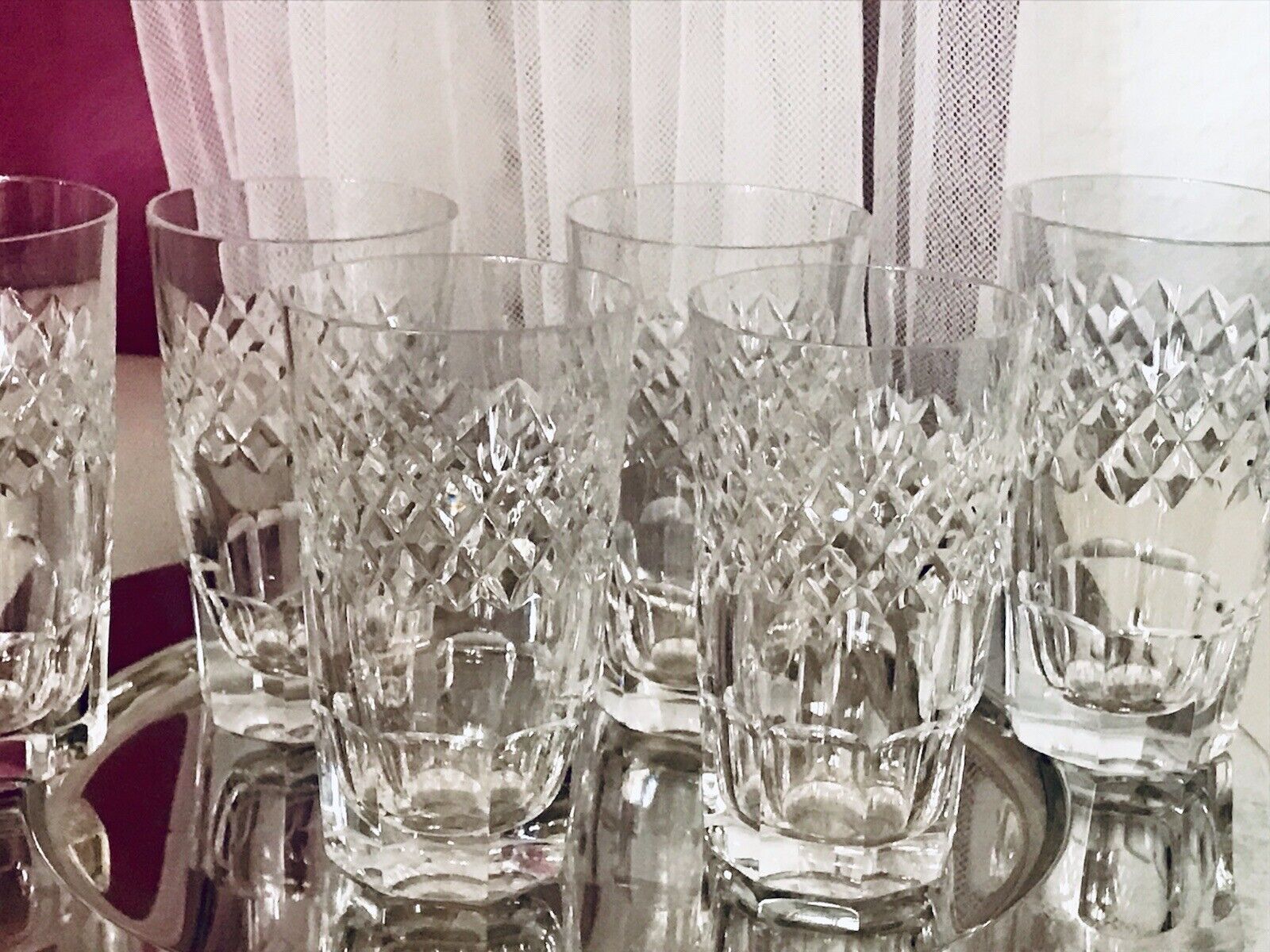 Vintage SEHR EDEL 6x Wassergläser Gläser  Becher Kristallglas schön kantiger Fuß