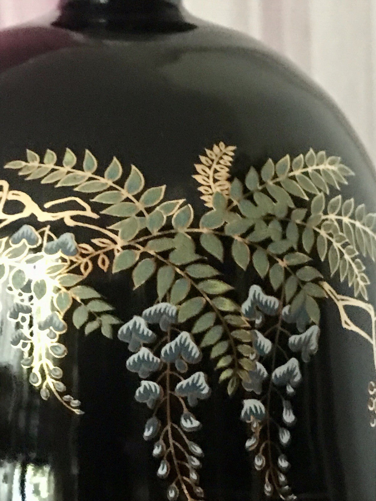 Vintage GROß 1 Porzellan Prunkvase Deckelvase Vase Italien MCM schwarz bunt