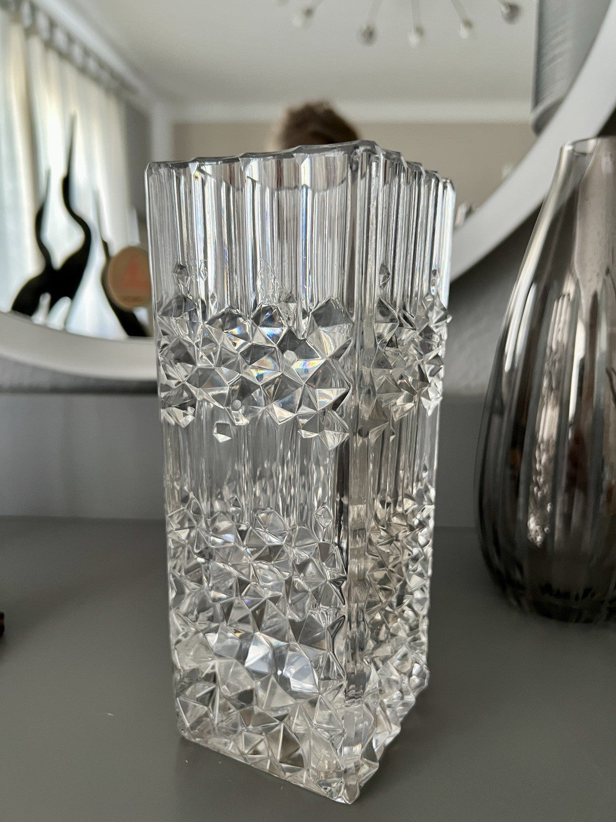 Vintage MCM Vase Blockvase Glasvase Glas Bleikristall Kristallglas Nachtmann?