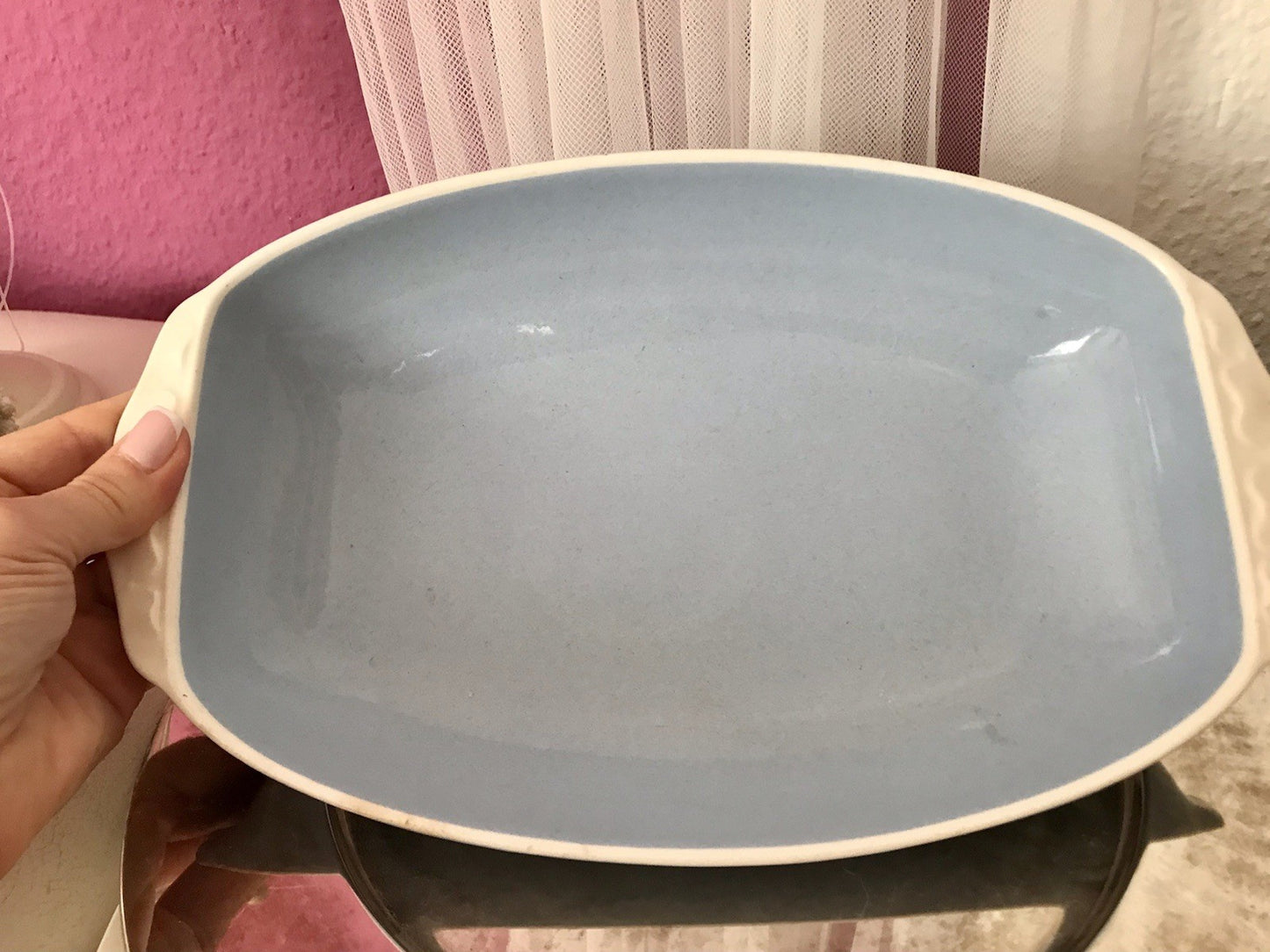 Villeroy&Boch Antik Art Déco Keramik Schale blau naturweiß Mettlach