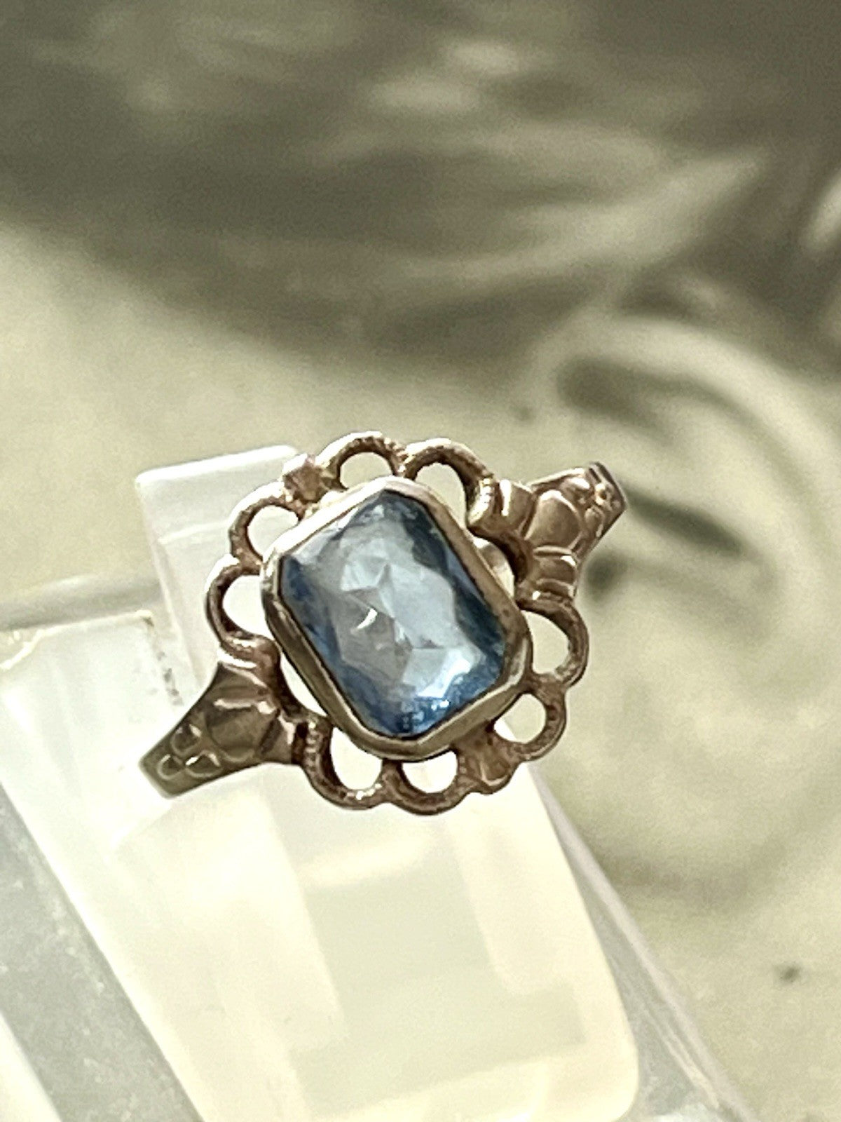 Antik Jugendstil blauer Stein DAMEN RING 835 Silber SUPER Gr.51