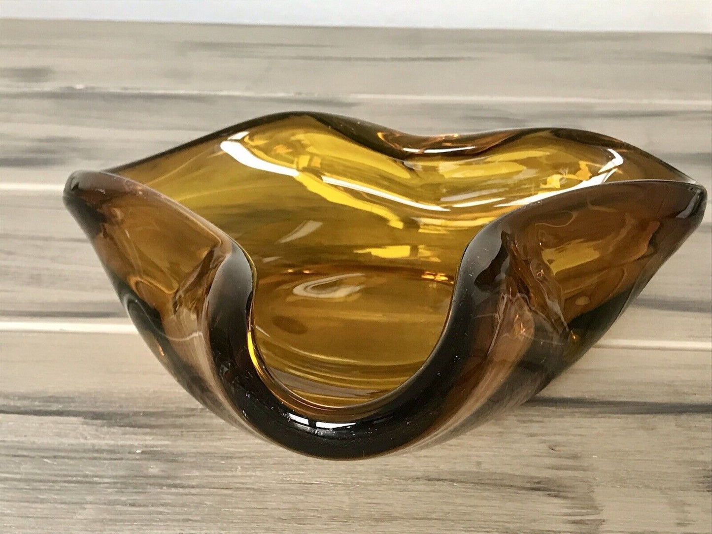 Vintage Murano Barovier ? 60er 70er Schale Glas Bernstein Gelb Amber