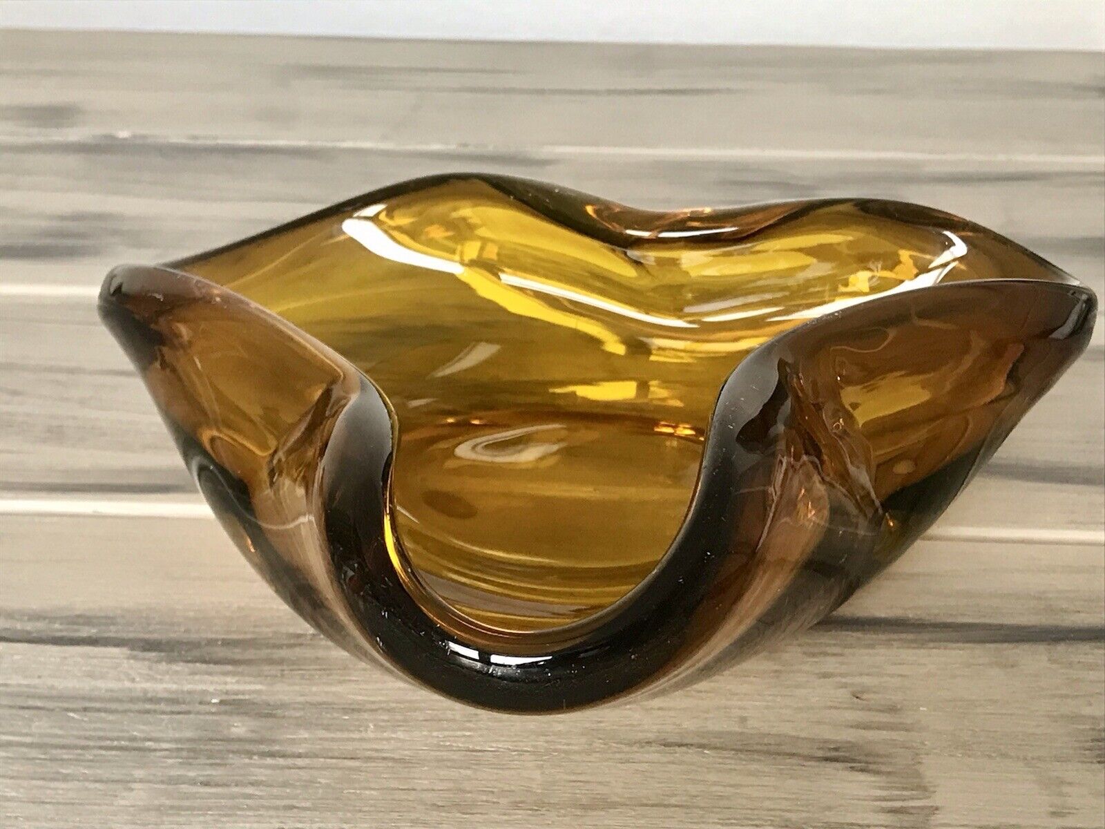 Vintage Murano Barovier ? 60er 70er Schale Glas Bernstein Gelb Amber