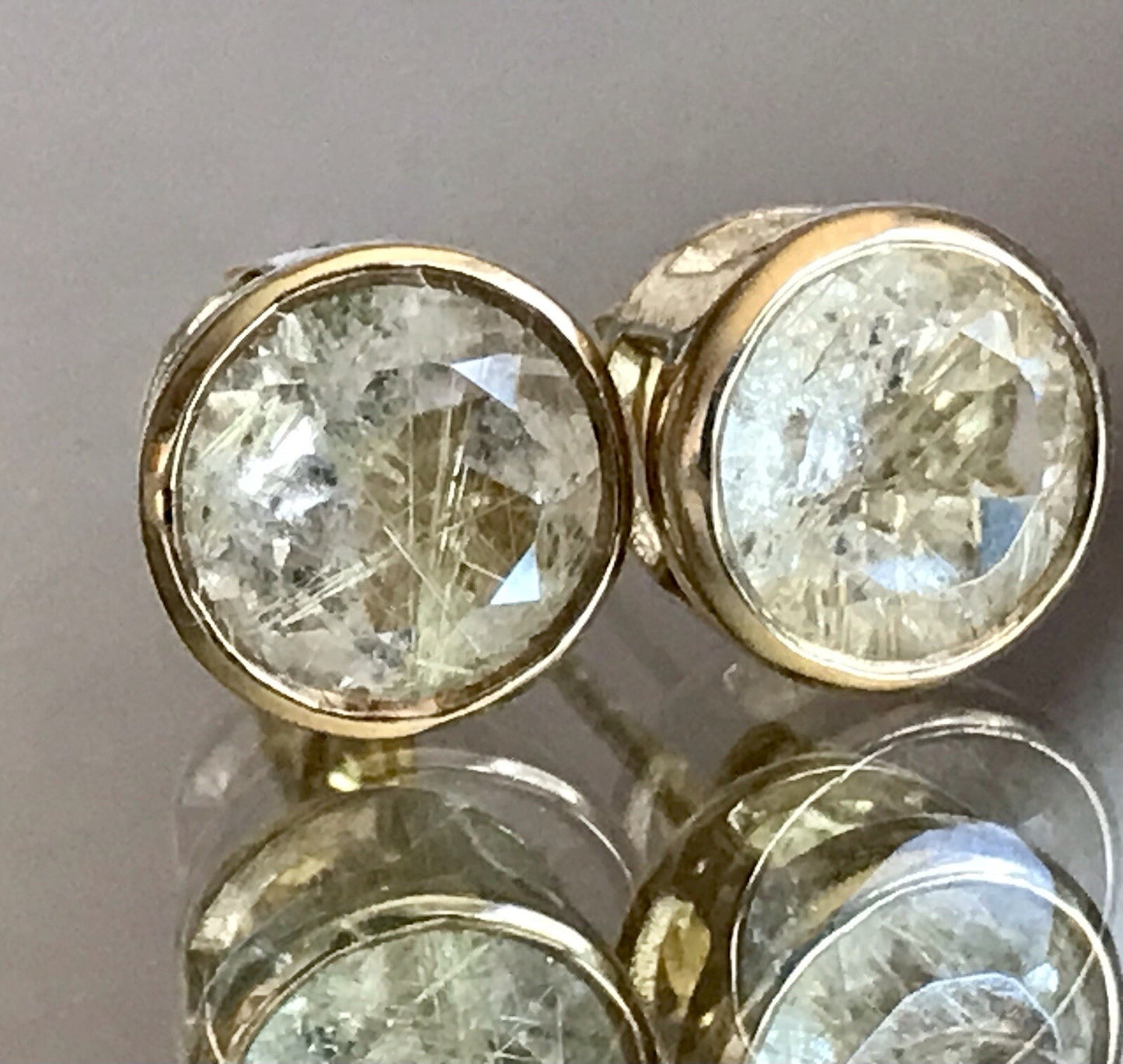 Ohrringe Ohrstecker DAMEN Silber vergoldet gold Bergkristall? Einschlüsse