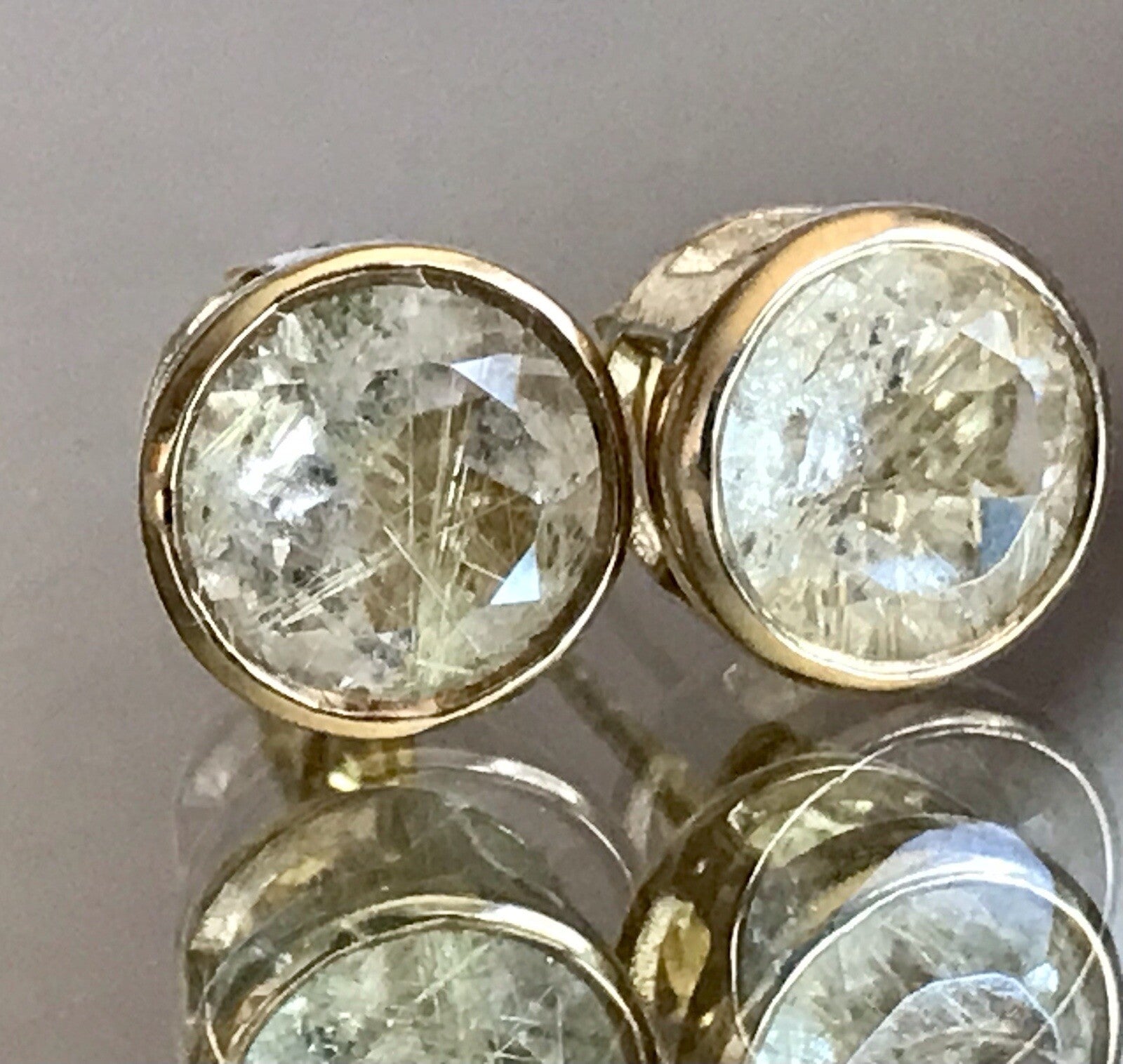 Ohrringe Ohrstecker DAMEN Silber vergoldet gold Bergkristall? Einschlüsse