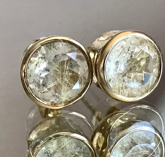Ohrringe Ohrstecker DAMEN Silber vergoldet gold Bergkristall? Einschlüsse