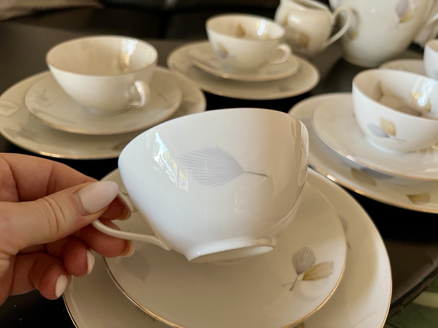 Edel Vintage Seltmann Weiden Porzellan Kaffeeservice 6 Pers. Elfenbein MCM