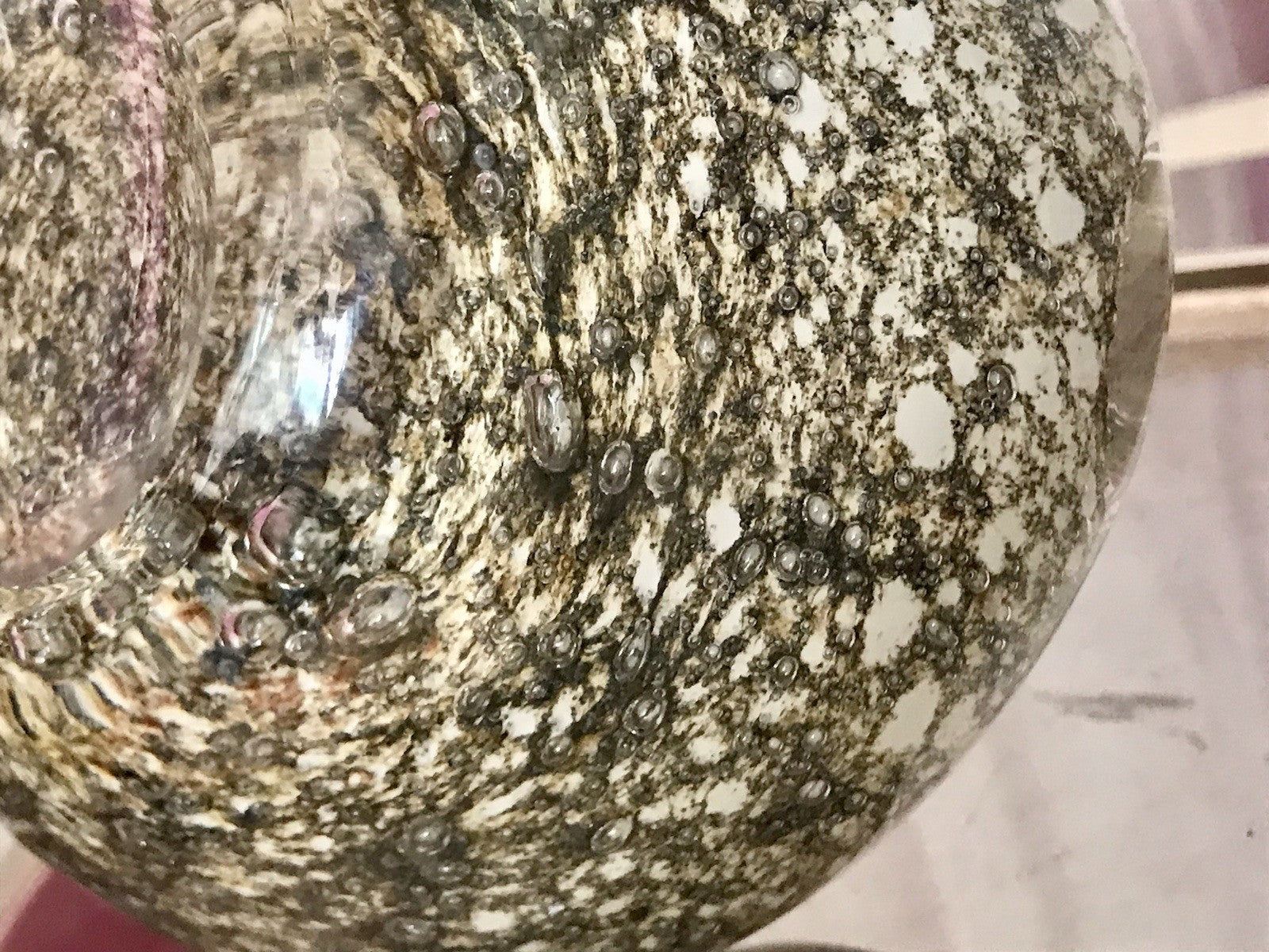 Murano 60er 70er Jahre Schale grau beige weiß So Schön! Schaum Luftblasen