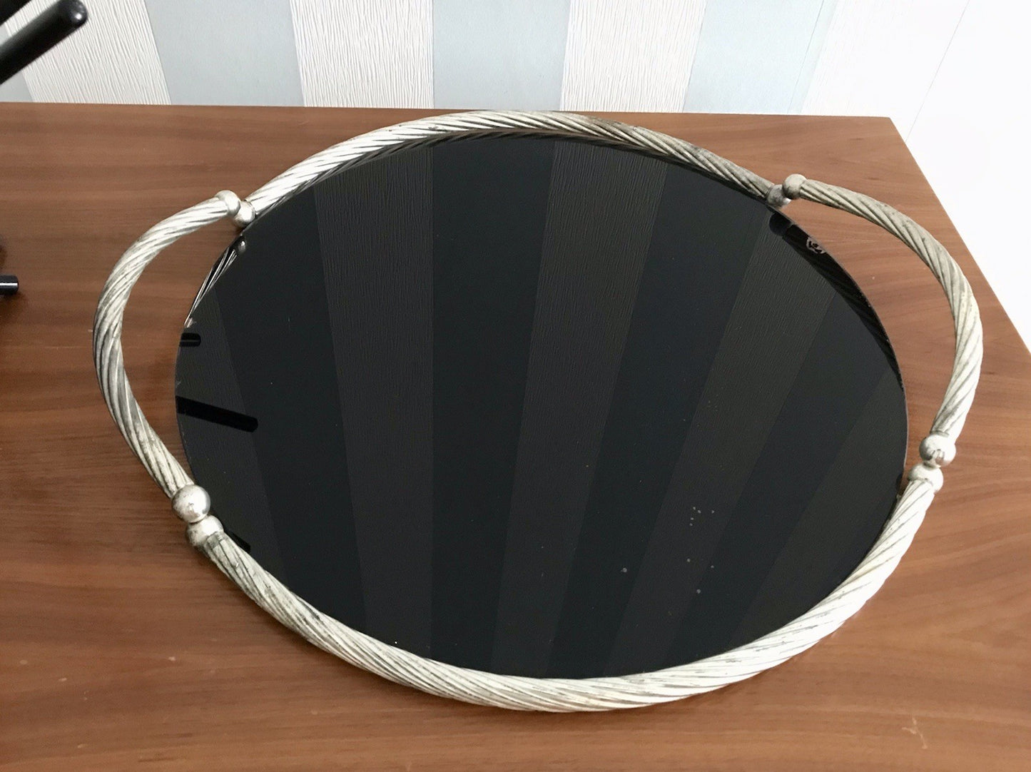 Vintage Designer Tablett Serviertablett versilbert Dimart ? Italien 80er Jahre