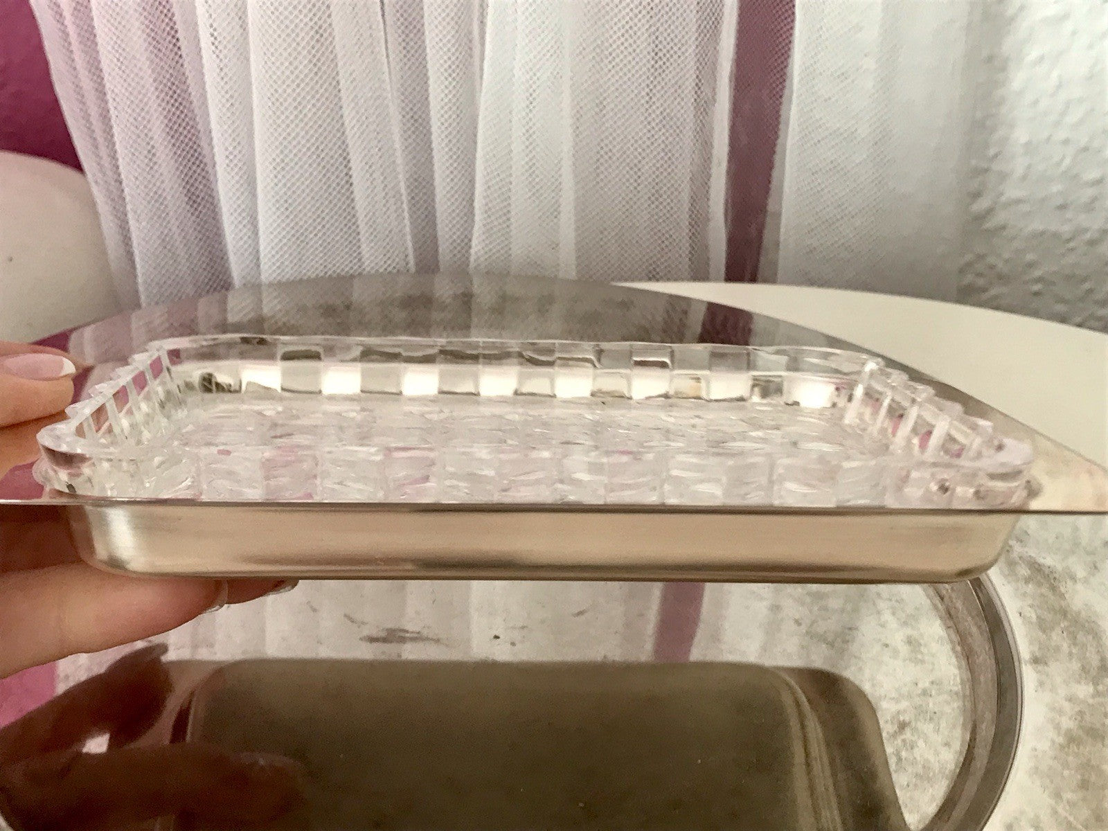 Vintage alt WMF Butterschale versilbert mit Kristallglas Einsatz Wagenfeld Ära
