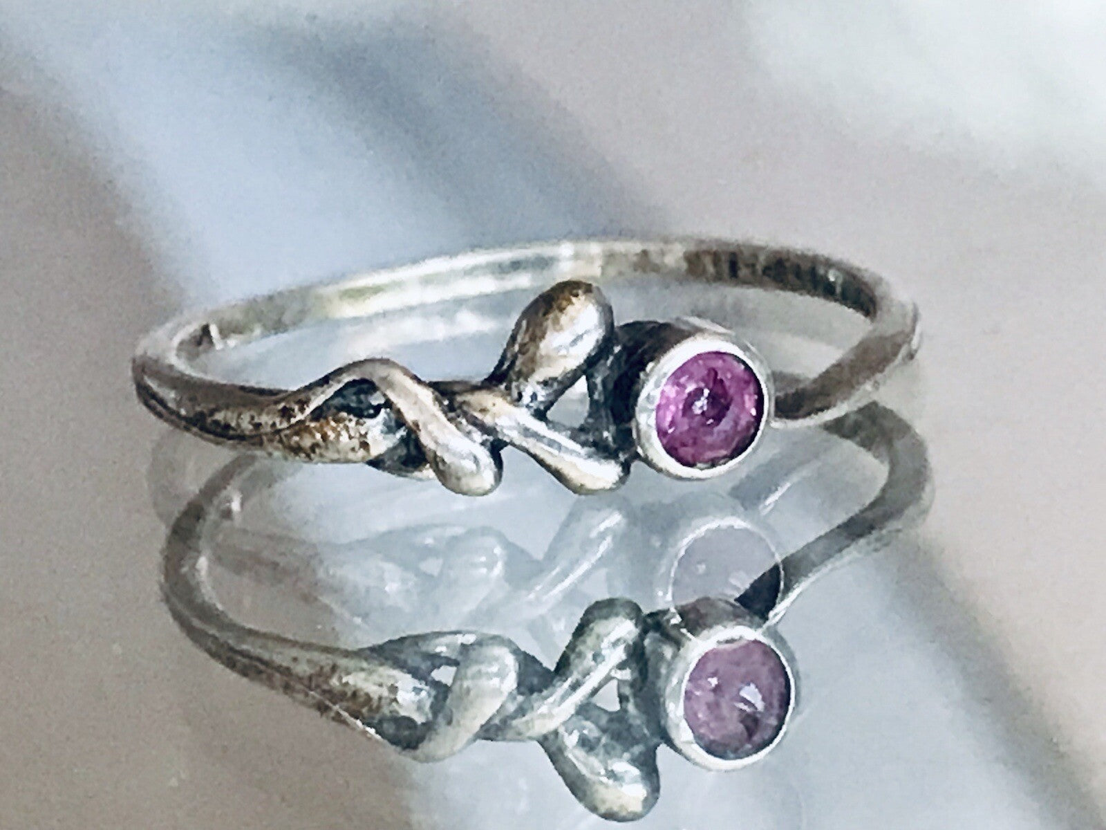 Antik? Vintage Damen filigran Ring lila Stein Silber 835 Gr.56 17,8