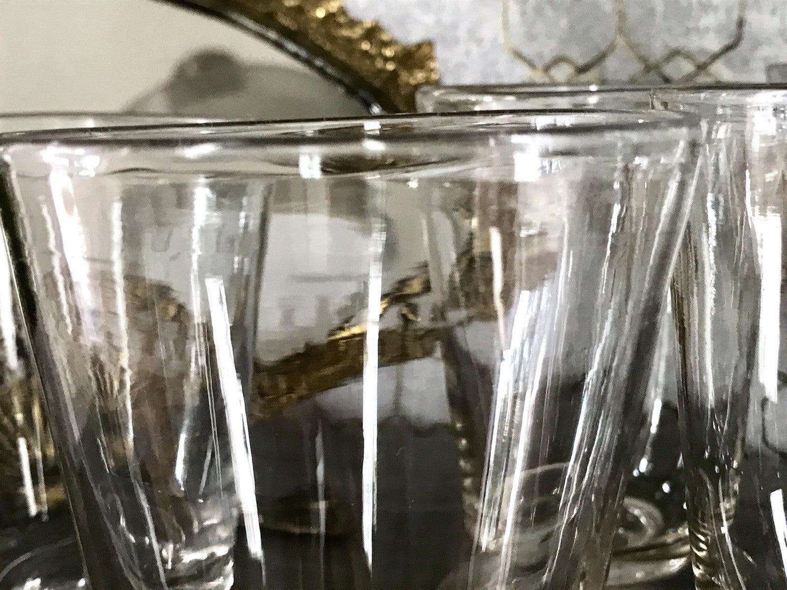 Antik 6 Fußbecher Becher Weinglas Pokalglas Glas ~ 1900 Eichstrich mundgeblasen