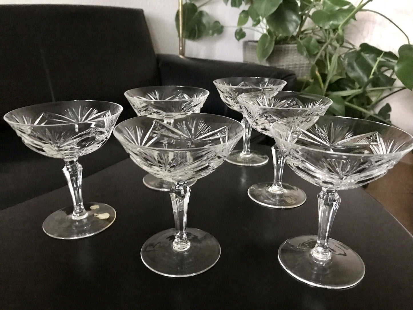 Vintage 6 Champagnerschalen Sektschalen Kristallglas Bleikristall Nachtmann