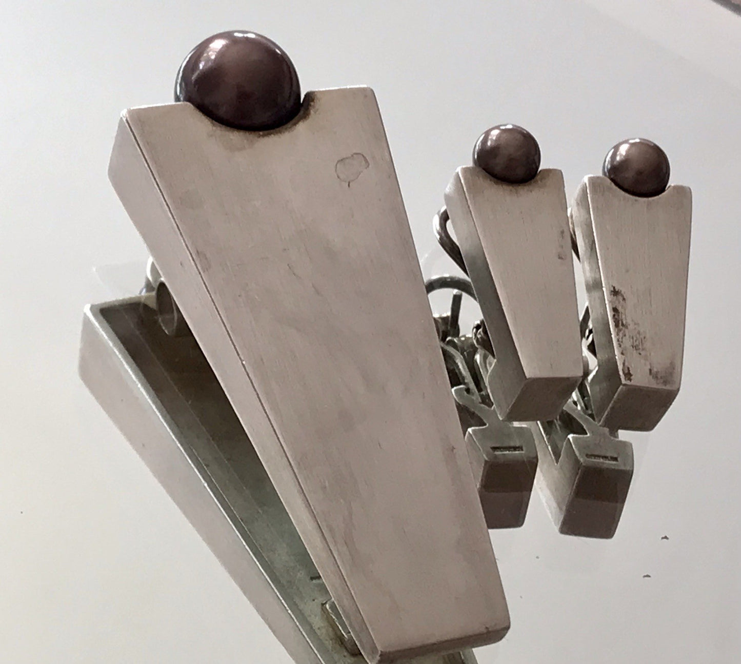 Damen Set Designer Schmuck Anhänger Ohrringe Silber 925 NW modernistisch Perle