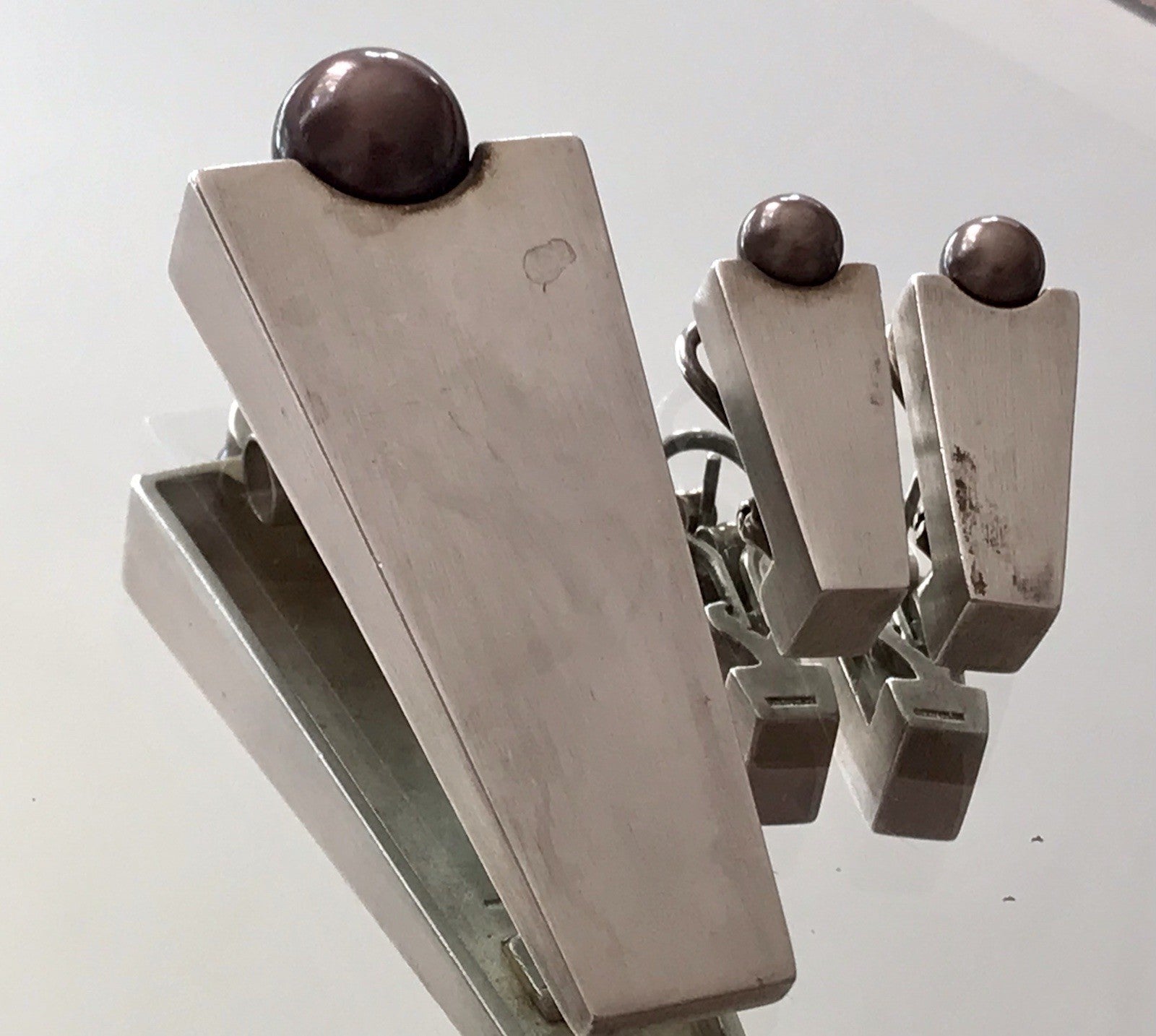 Damen Set Designer Schmuck Anhänger Ohrringe Silber 925 NW modernistisch Perle