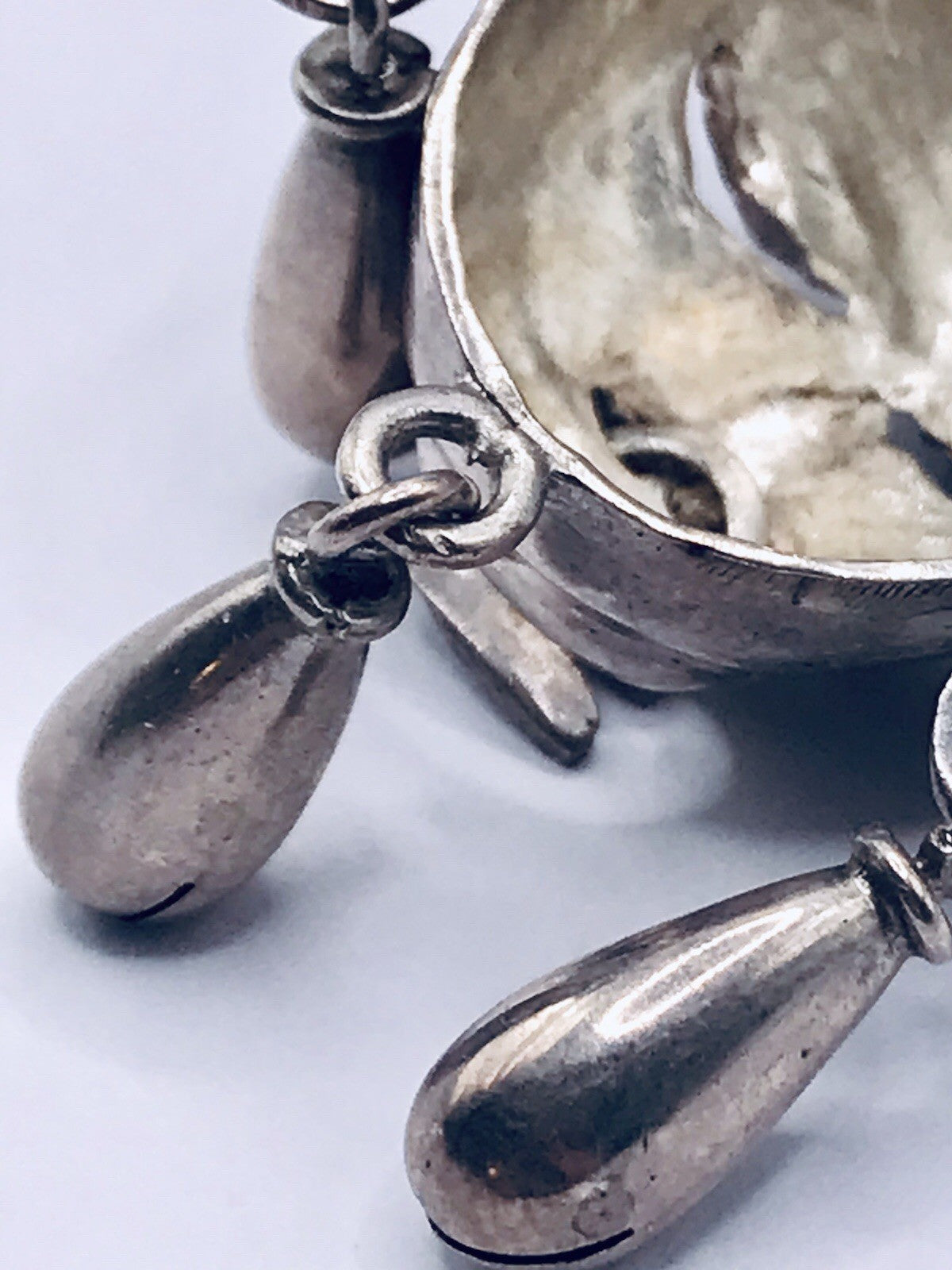 Vintage Azteken Kopf Ethno Maya 2in1 Anhänger Kettenanhänger Brosche 925 Silber