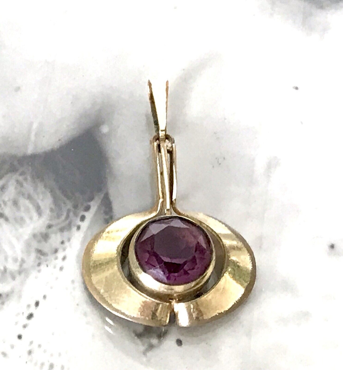 Vintage TeKa Designer Anhänger lila Stein Amethyst? Amerik. Doublè vergoldet