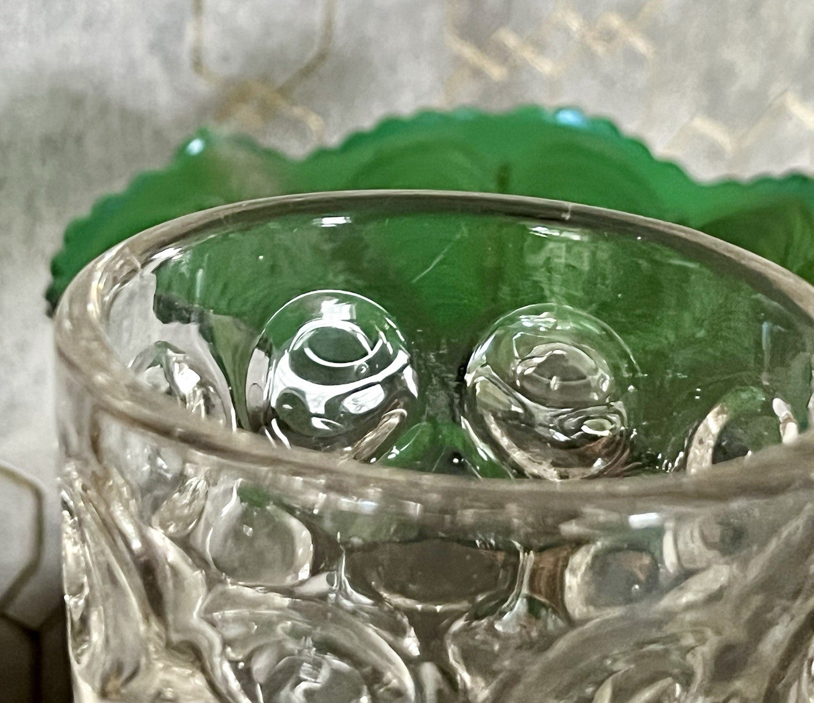 Antik  Biedermeier Tausendaugen Fußbecher Bierglas Ale Glas Abriss