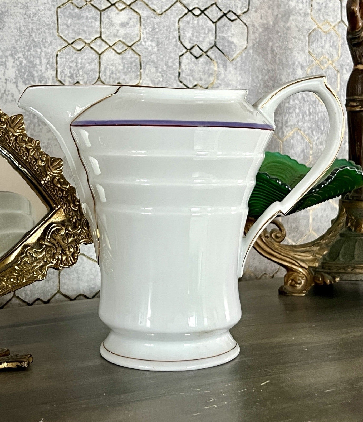 Antik Art Déco Porzellan Kanne Krug Wasserkanne Eschenbach Bauhaus