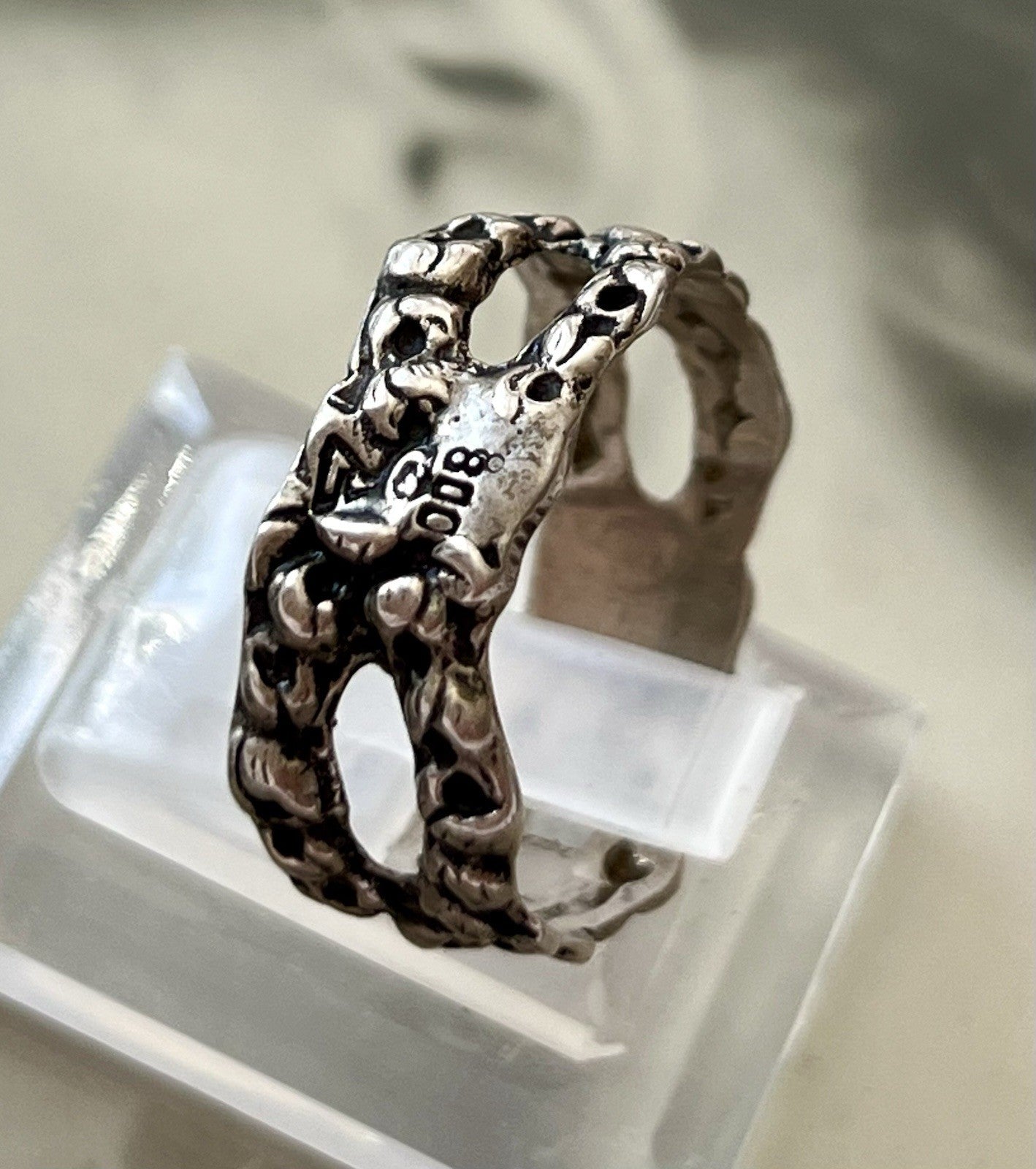 Antik Jugendstil Art Déco Bandring RING 800 Silber Gr.66 67 Durchbruchmuster