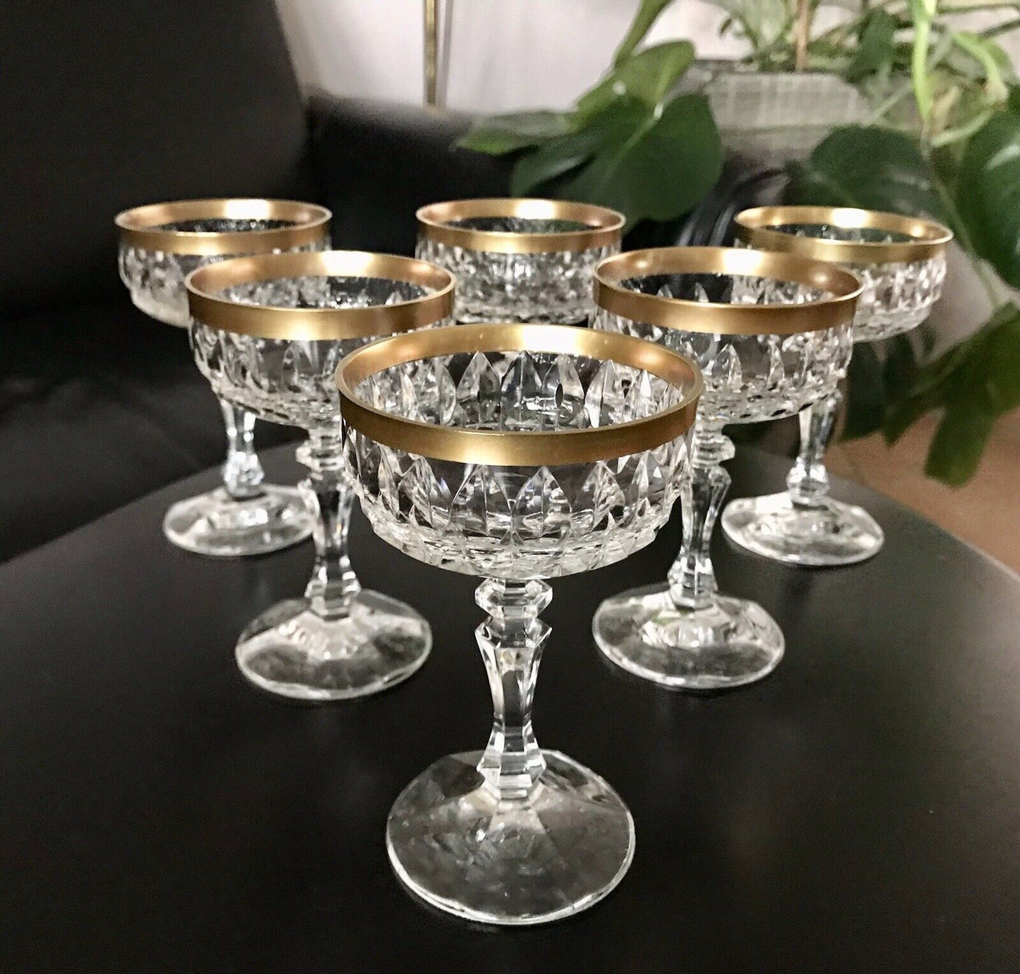 Vintage 12 EDEL Likörschalen Gläser Kristallglas Likörgläser Goldrand