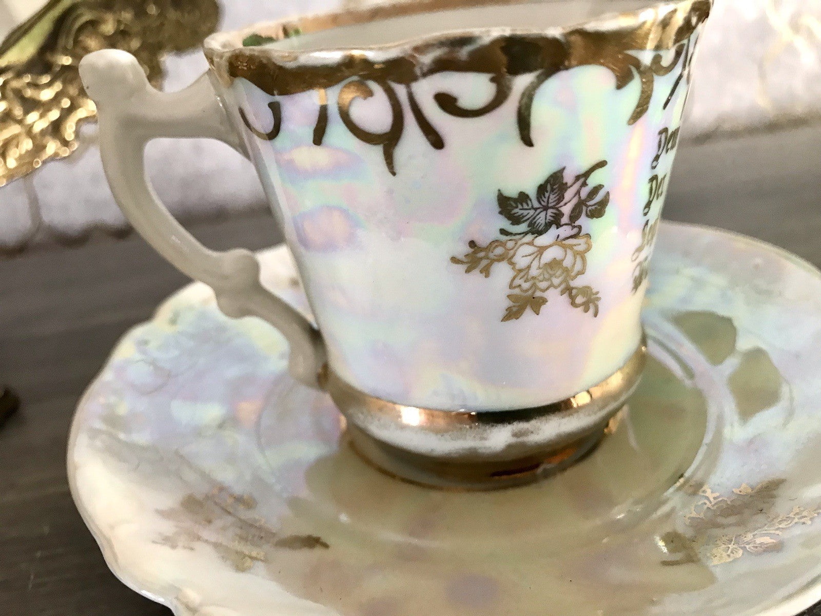 Antik Porzellan Andenken Becher Gedeck Sammeltasse Tasse Geburtstag Kind