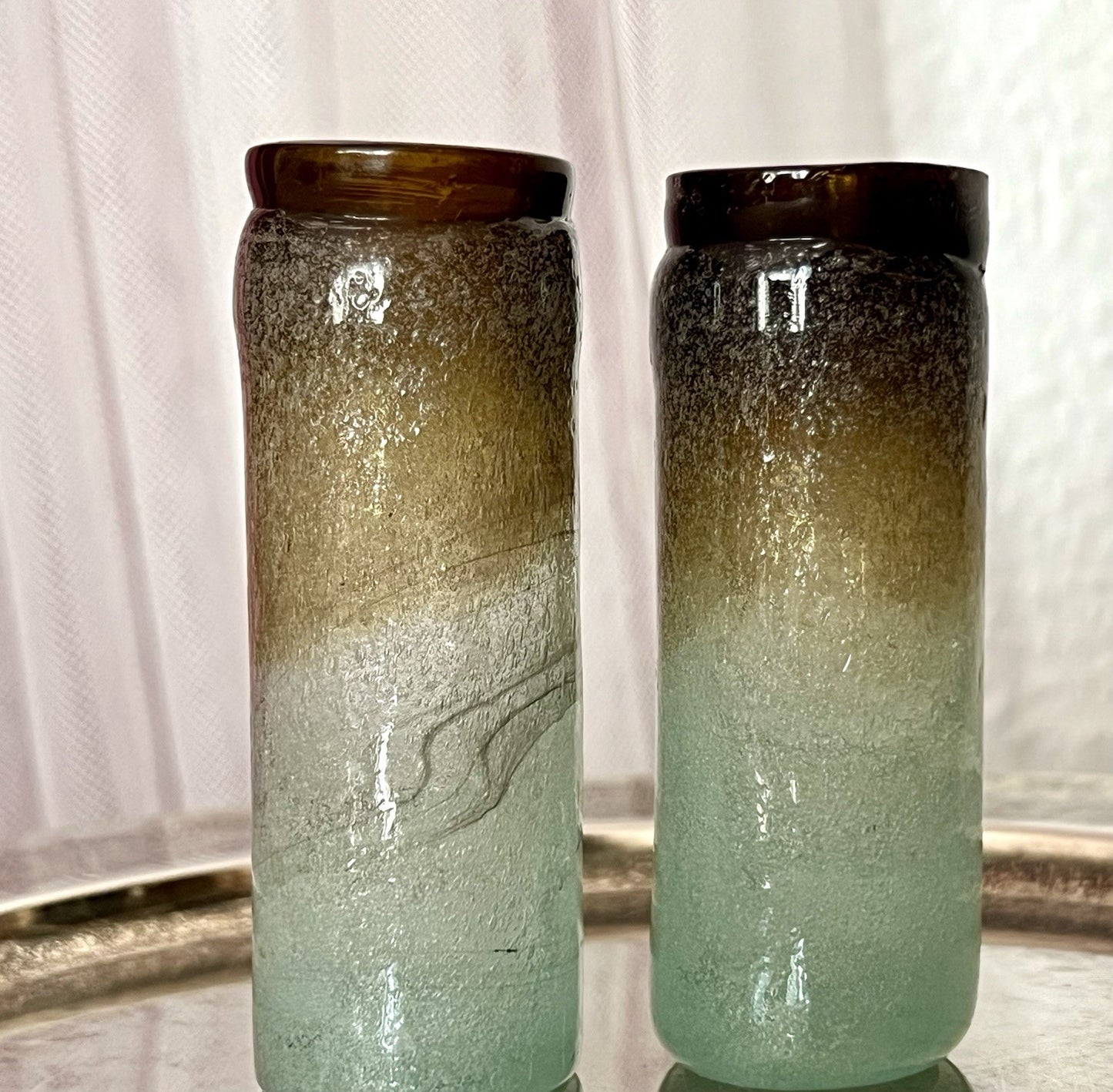 Antik 2 Schnaps Becher Glasvasen Glas Murano Pulegoso Napoleone Martinuzzi