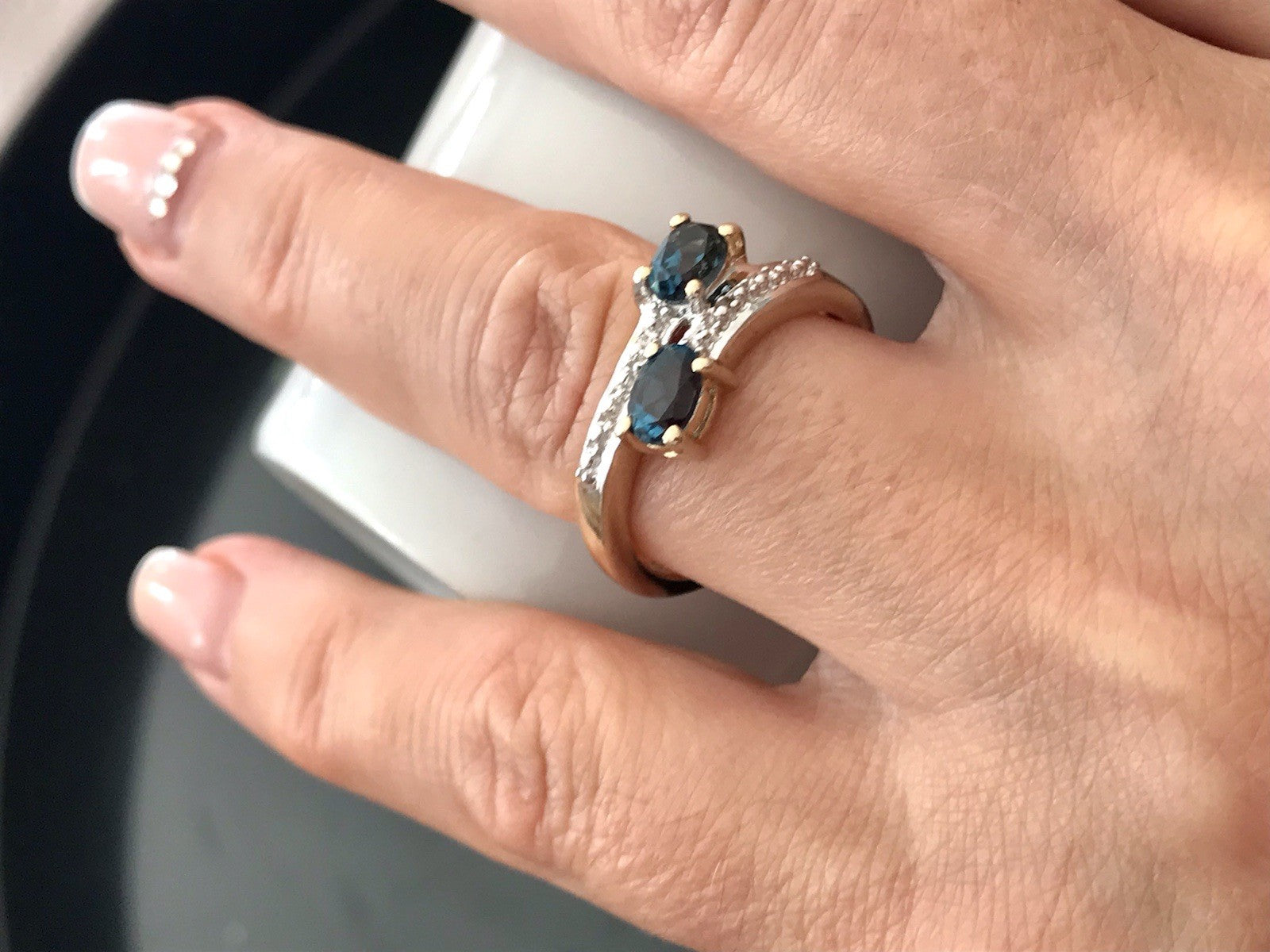 Vintage Ring blaue Steine Saphire?  Silber 925 vergoldet ~Gr.60