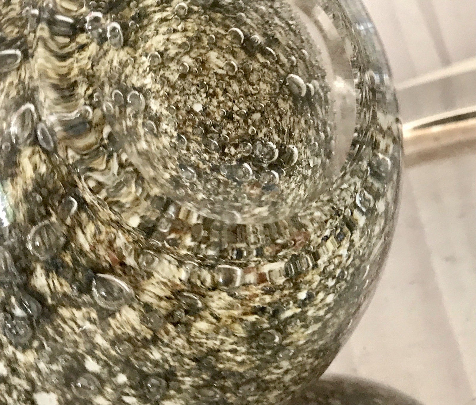 Murano 60er 70er Jahre Schale grau beige weiß So Schön! Schaum Luftblasen