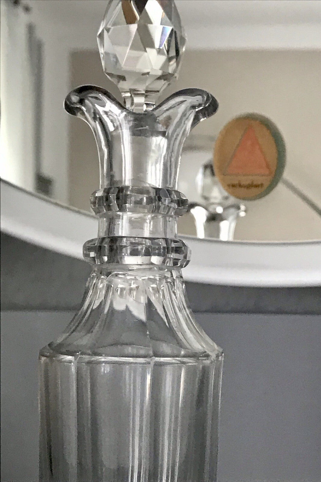 Antik Biedermeier kleine Karaffe Weinkaraffe Dekanter Glas Flächenschliff kantig