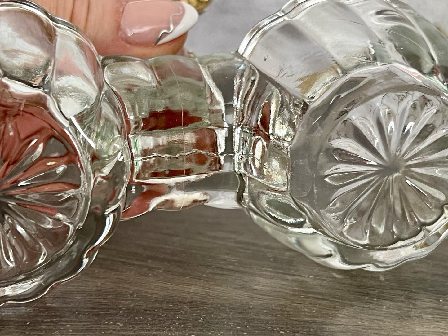 Antik Art Déco Pressglas Salz & Pfeffer Menage Saliere Gewürzständer Glas