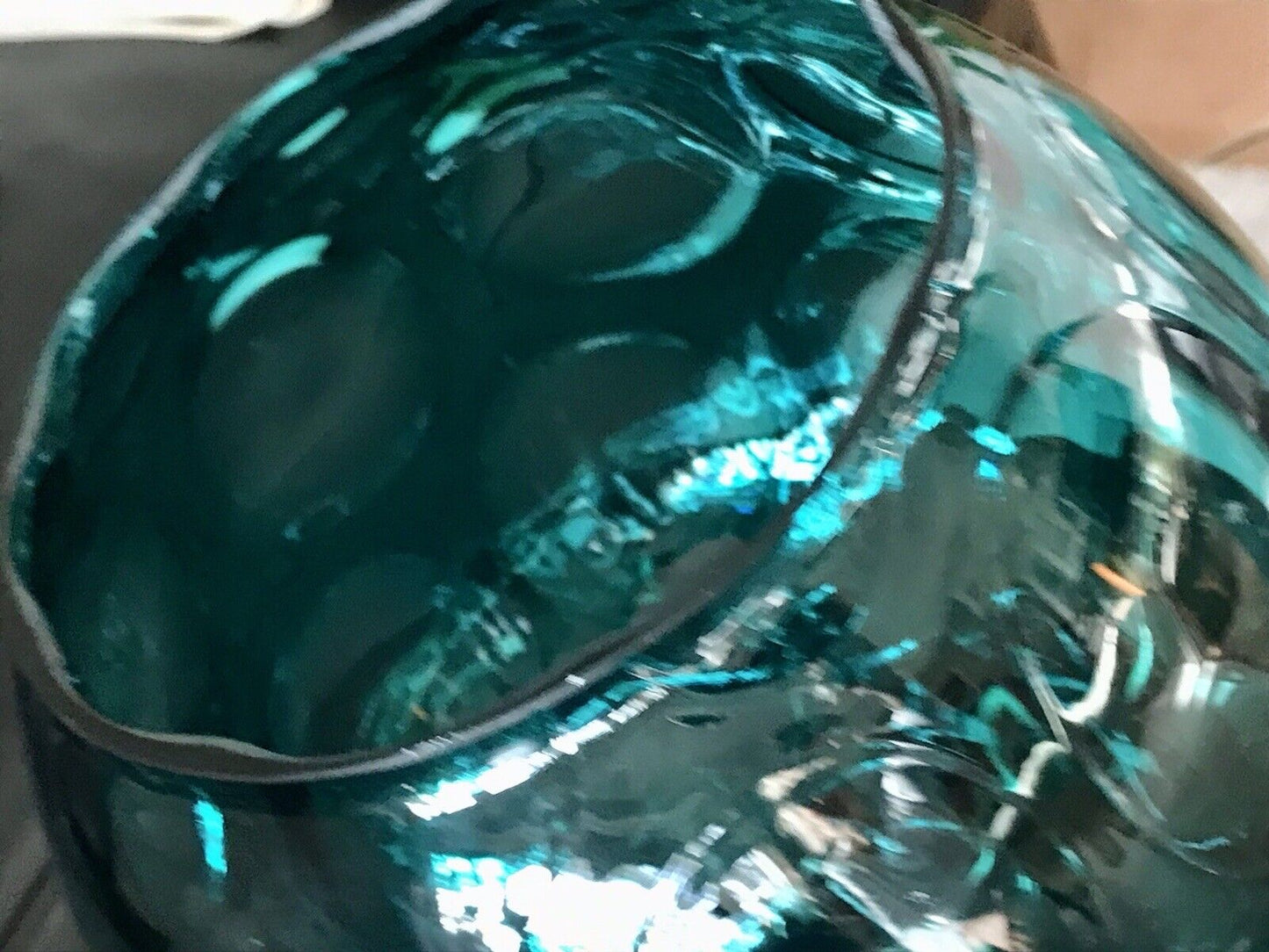 Vintage 60er Design Glasvase Glas Petrol  Grün Vase Bubble Sputnik Ära Bowle