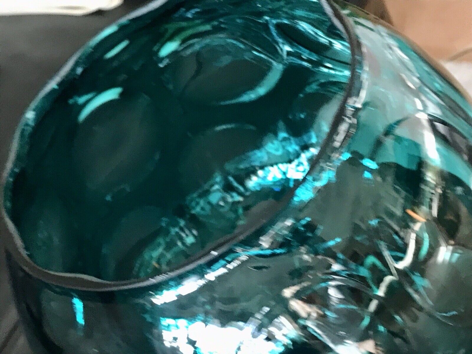 Vintage 60er Design Glasvase Glas Petrol  Grün Vase Bubble Sputnik Ära Bowle