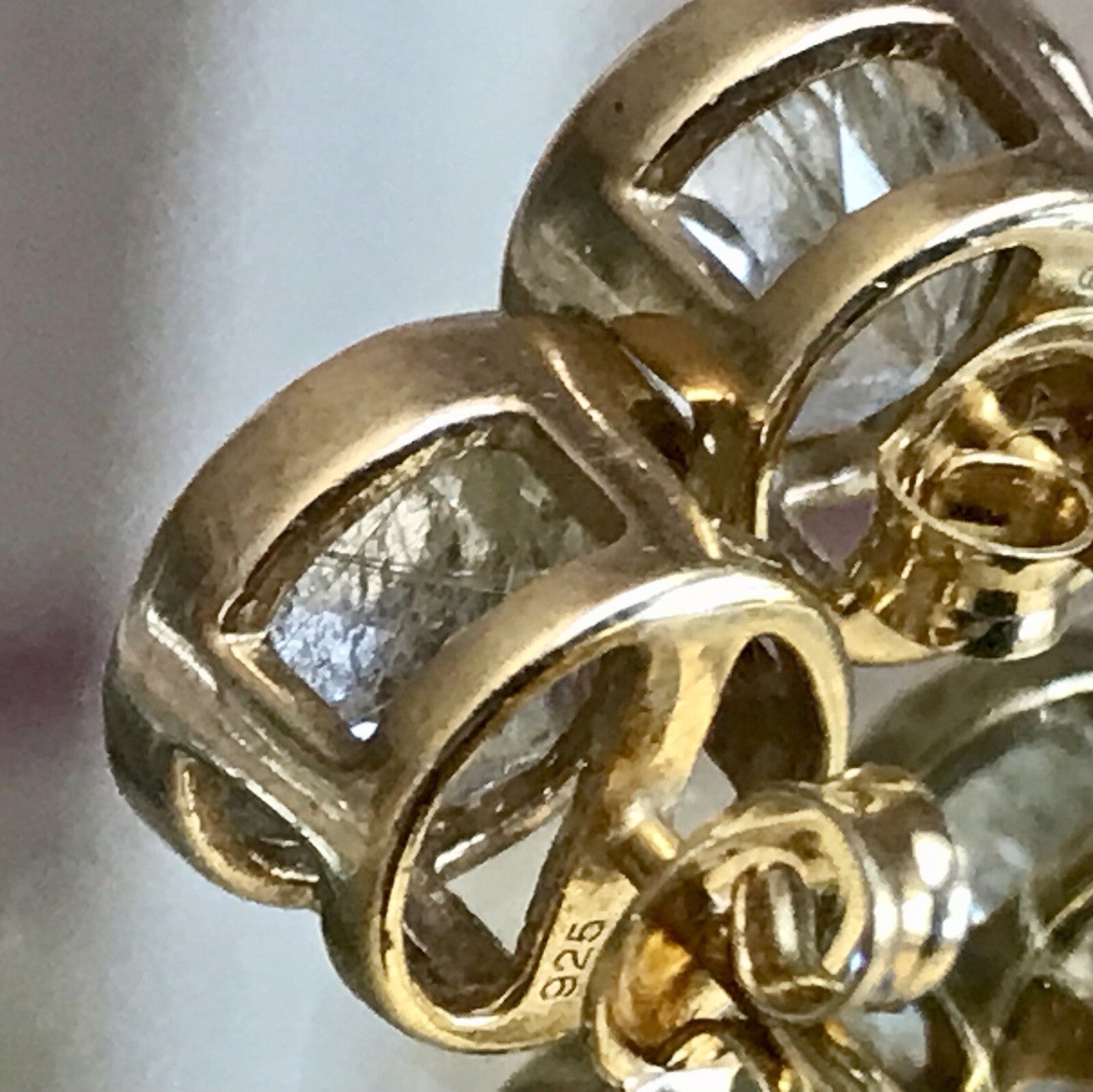 Ohrringe Ohrstecker DAMEN Silber vergoldet gold Bergkristall? Einschlüsse