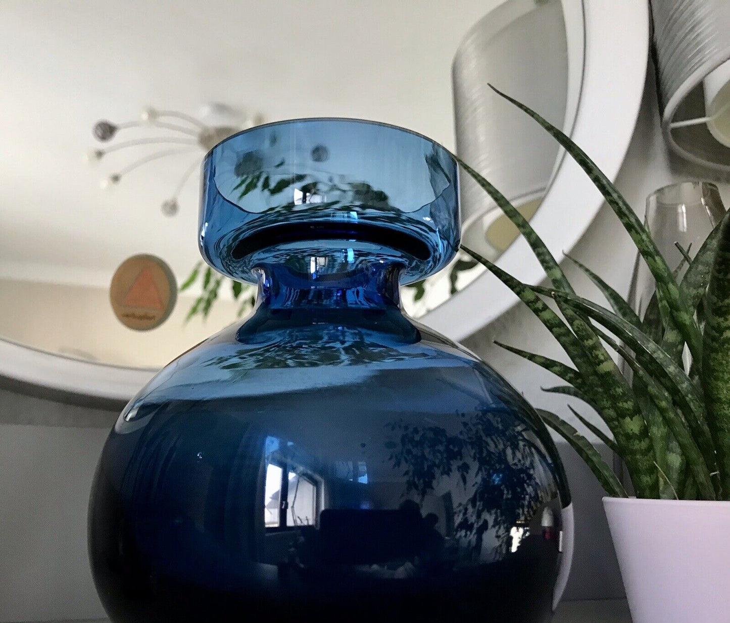 Vintage 60er Design Glasvase Glas  Blau Vase  Mid Century Schön als Zwiebelglas