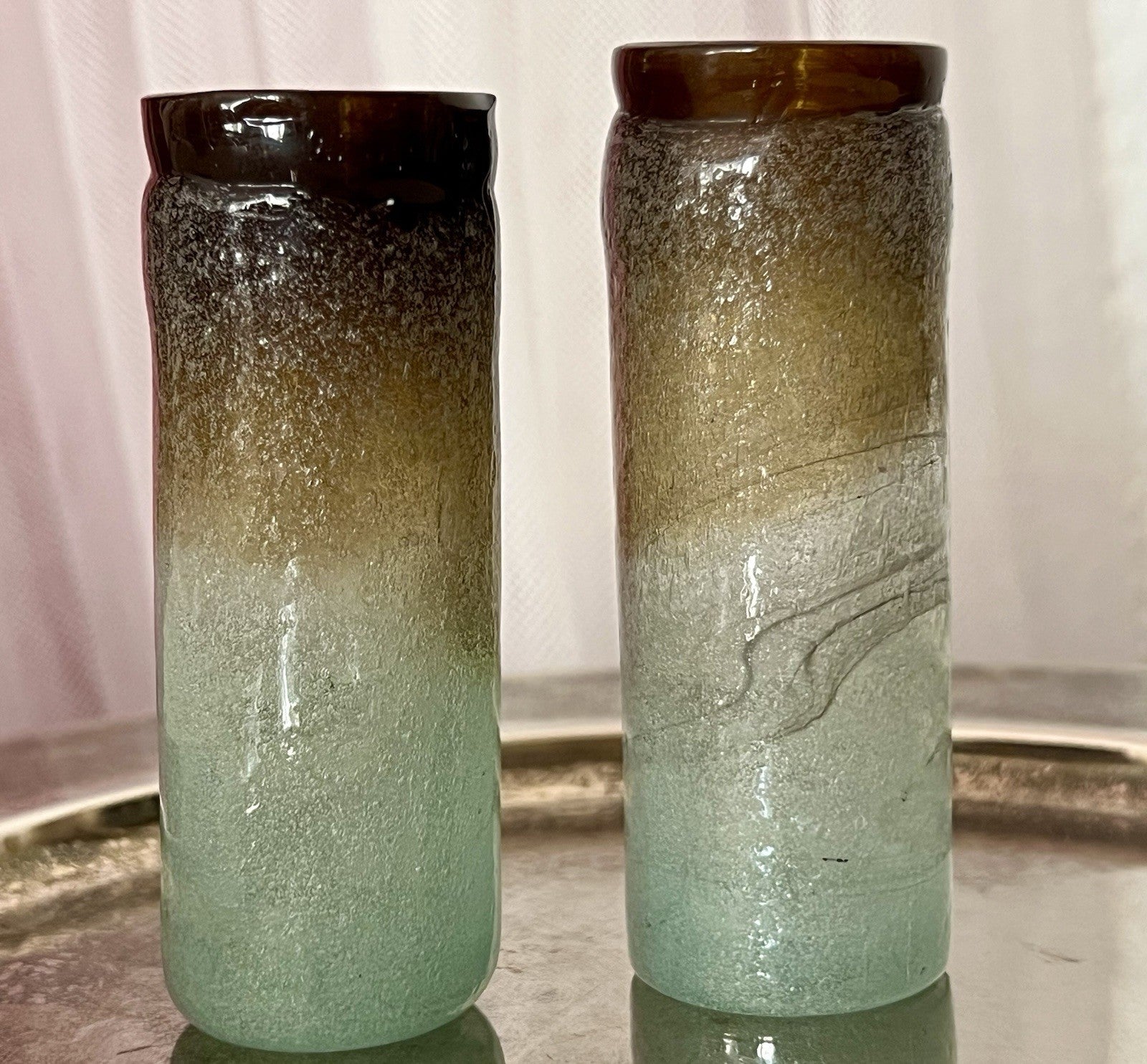 Antik 2 Schnaps Becher Glasvasen Glas Murano Pulegoso Napoleone Martinuzzi