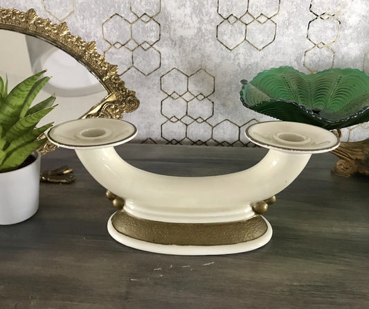 Antik Art Déco Porzellan Kerzenleuchter Neu-Tettau Edel Elfenbein