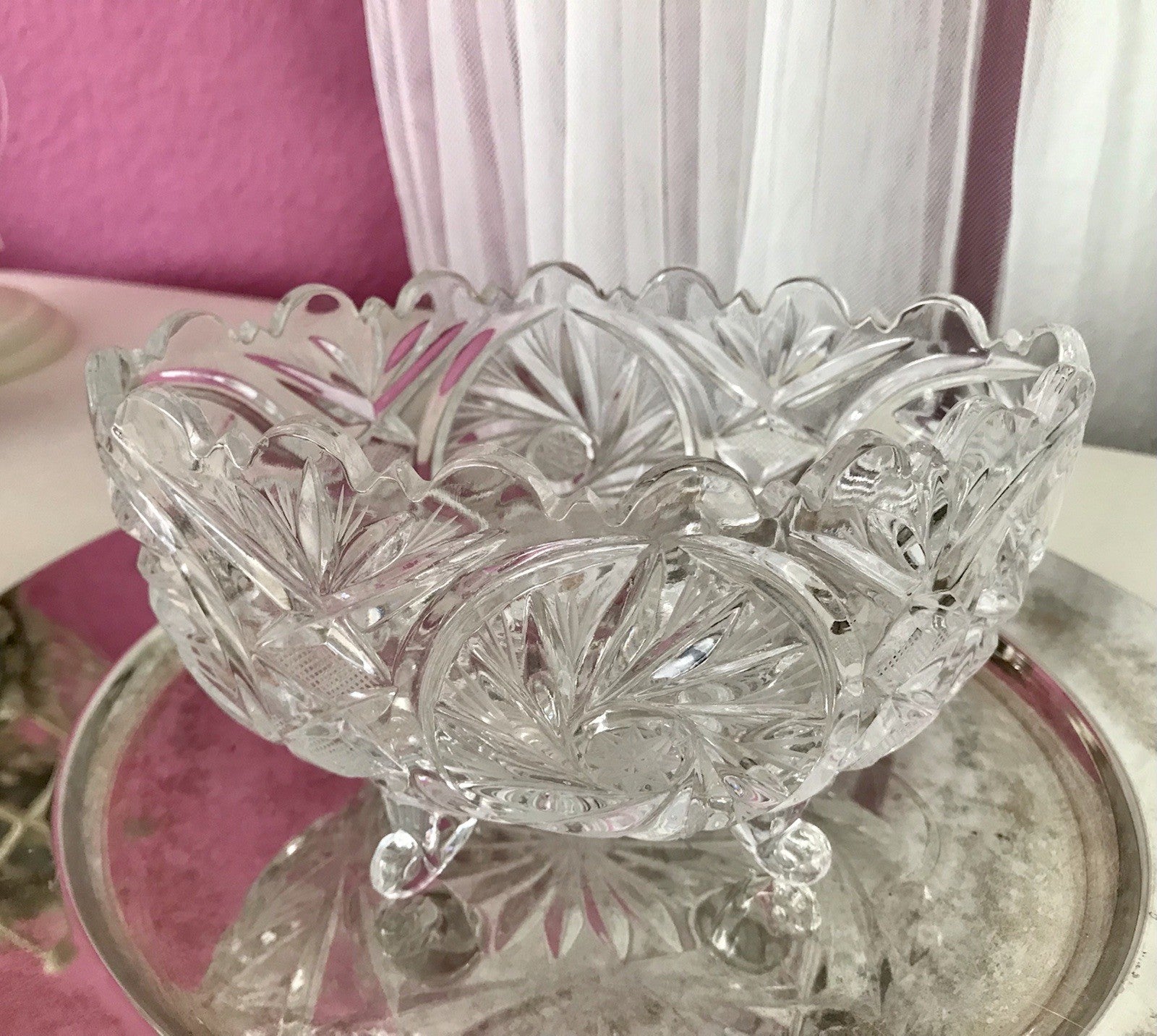 Alt Vintage Bleikristall Bonboniere Schale Glas edel Kristallglas PRL Polen