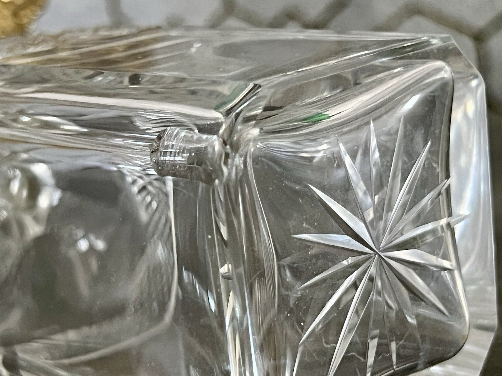 Antik Baccarat 1x Flakon Parfüm kleine Glaskaraffe Schnitt Bleikristall