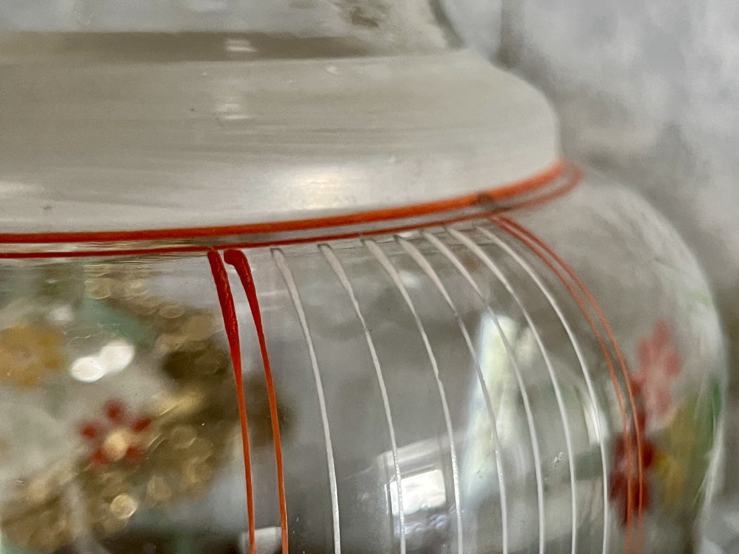Antik GROẞ Vase Glasvase Art Déco teils satiniert bunte Malerei markant 1930er