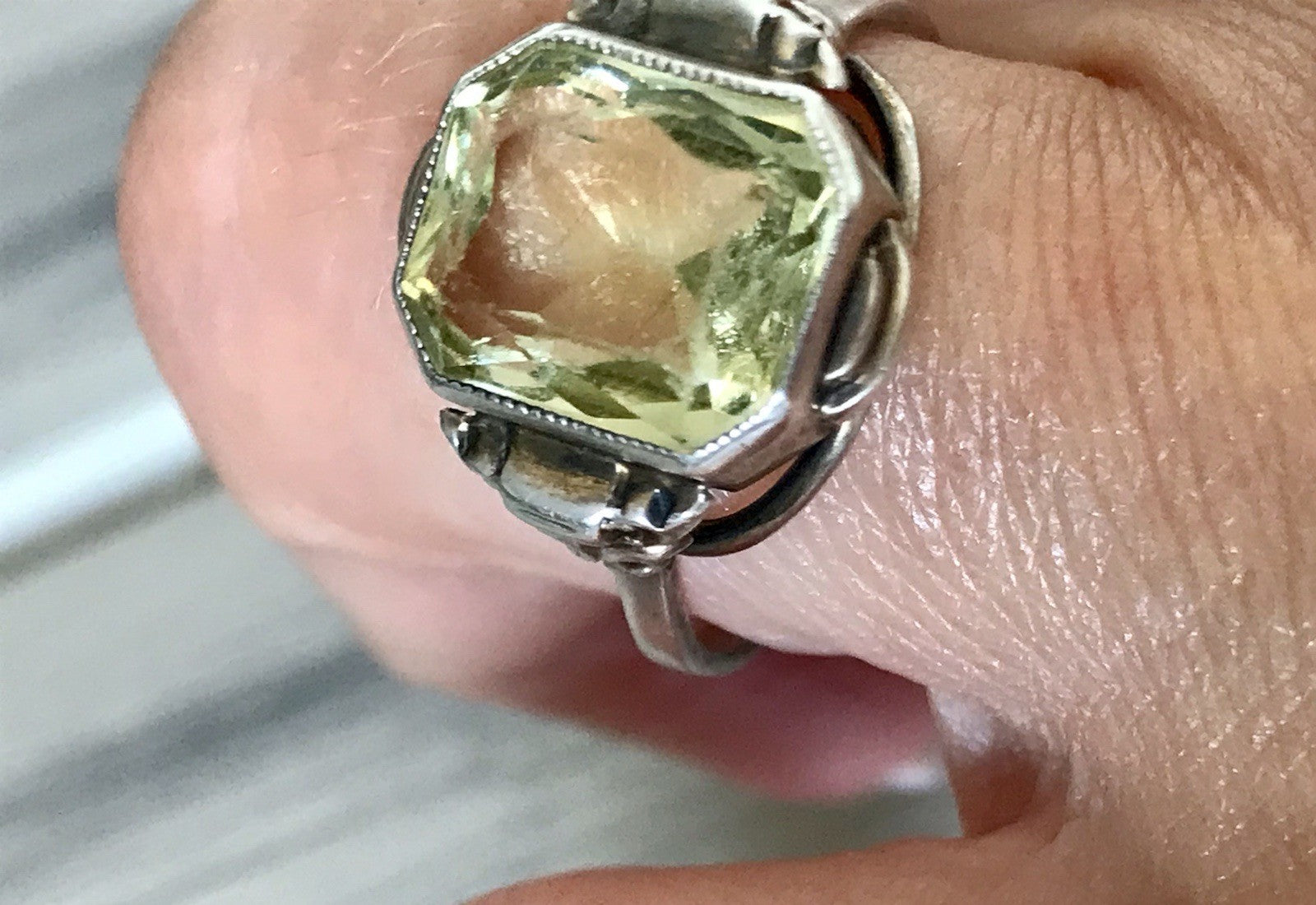 Antik Jugendstil Art Déco Edel Damen Ring Citrin? Stein Silber 830 S ~ Gr.54-56