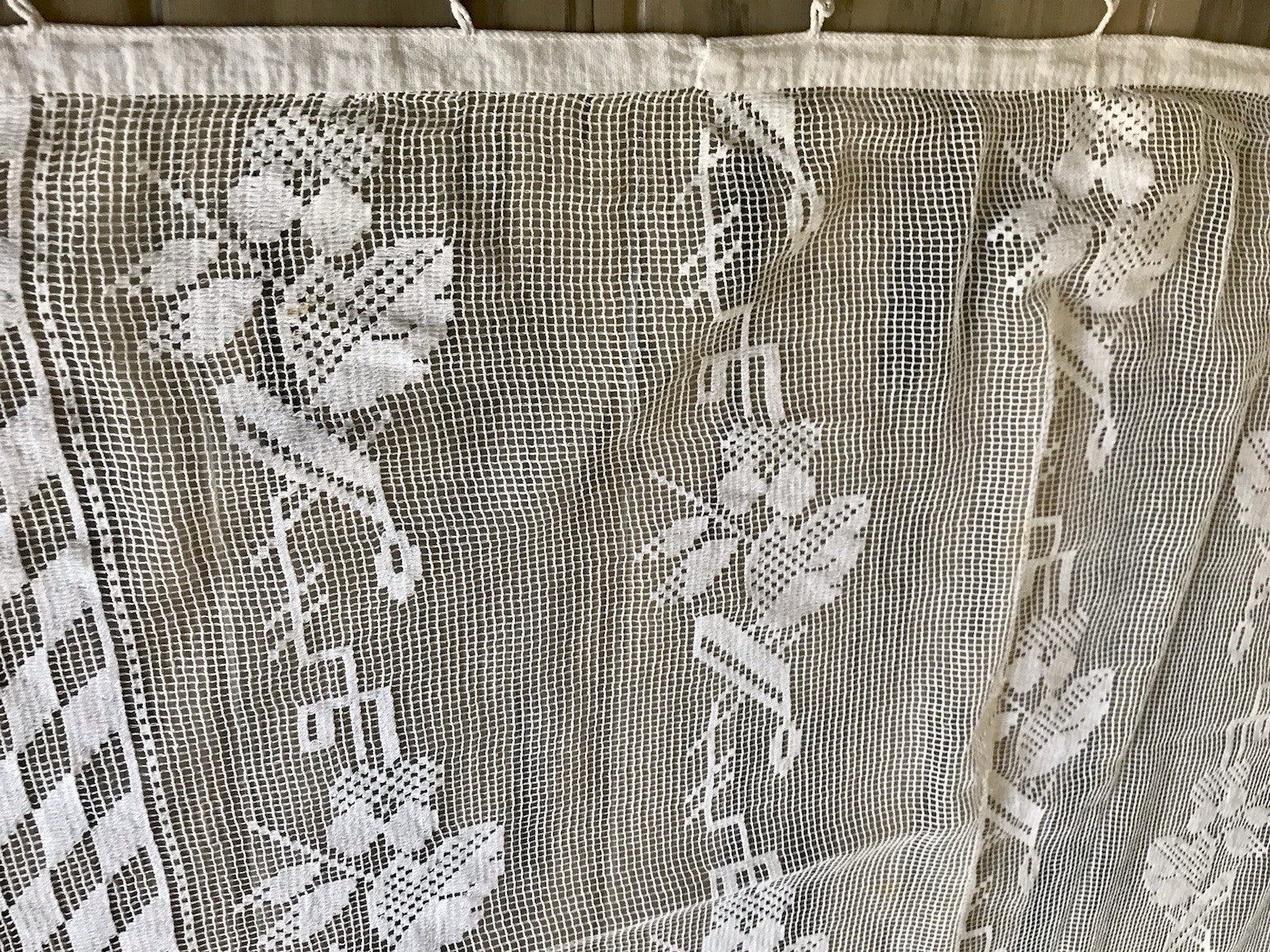 Antik Art Déco Fenster Gardine Vorhang Baumwolle Filetspitze weiß Spitze