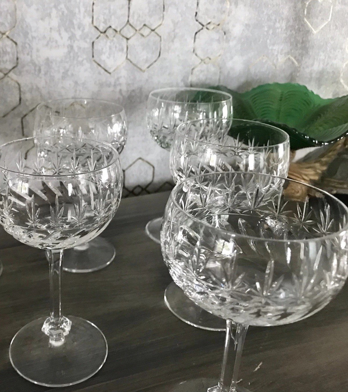 Antik Art Déco 5 Weingläser Gläser Schliff Kristallglas Edel Schön Treviris V&B