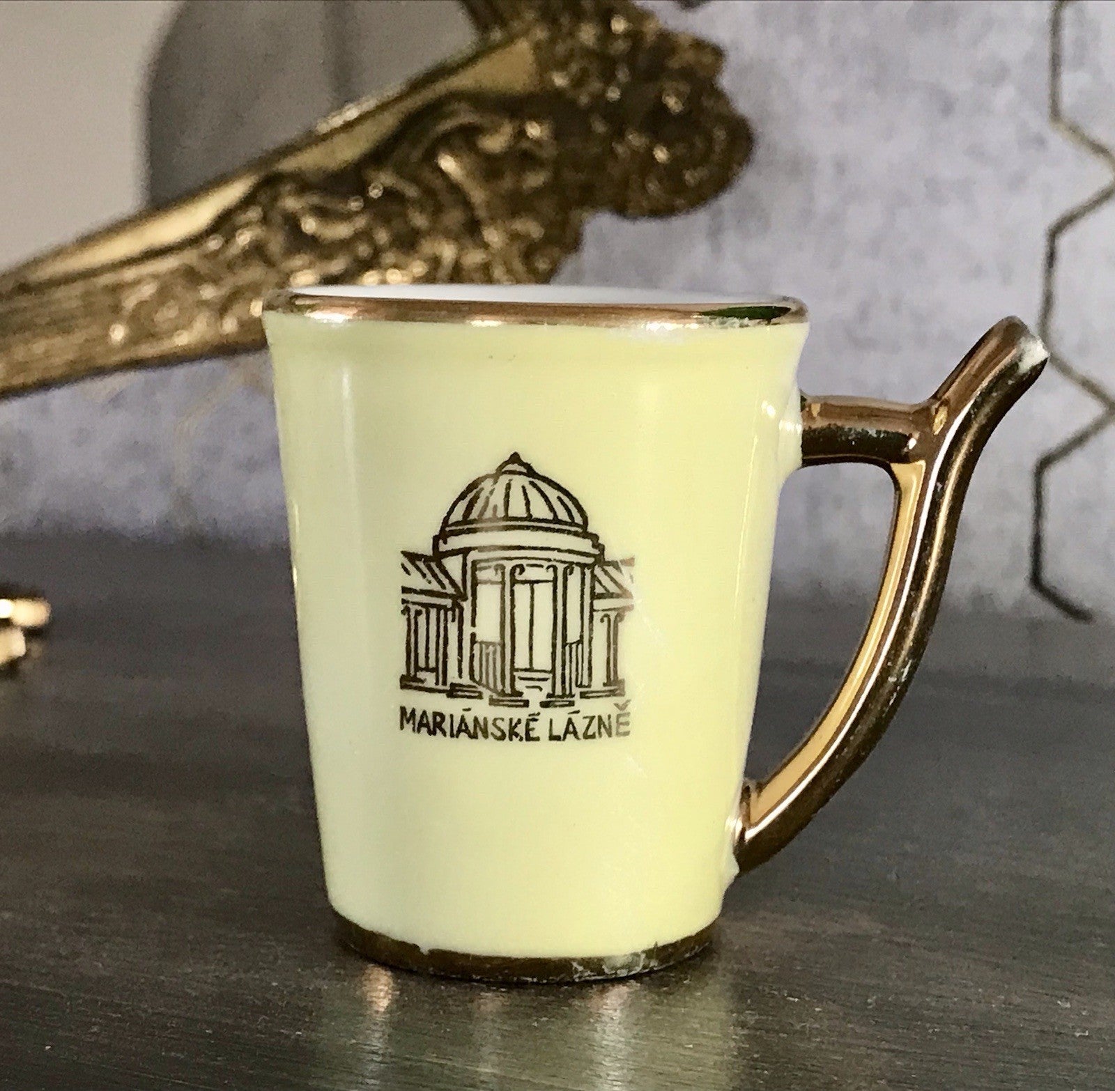 Antik Porzellan Andenken Becher Kurbecher Tasse Marianske Lazne