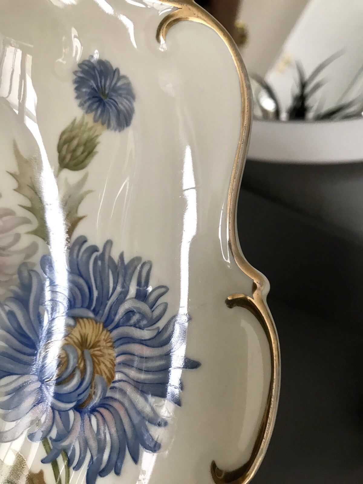 Antik Art Déco Porzellan Schale Zierschale Carstens Sorau Distel Ingrid